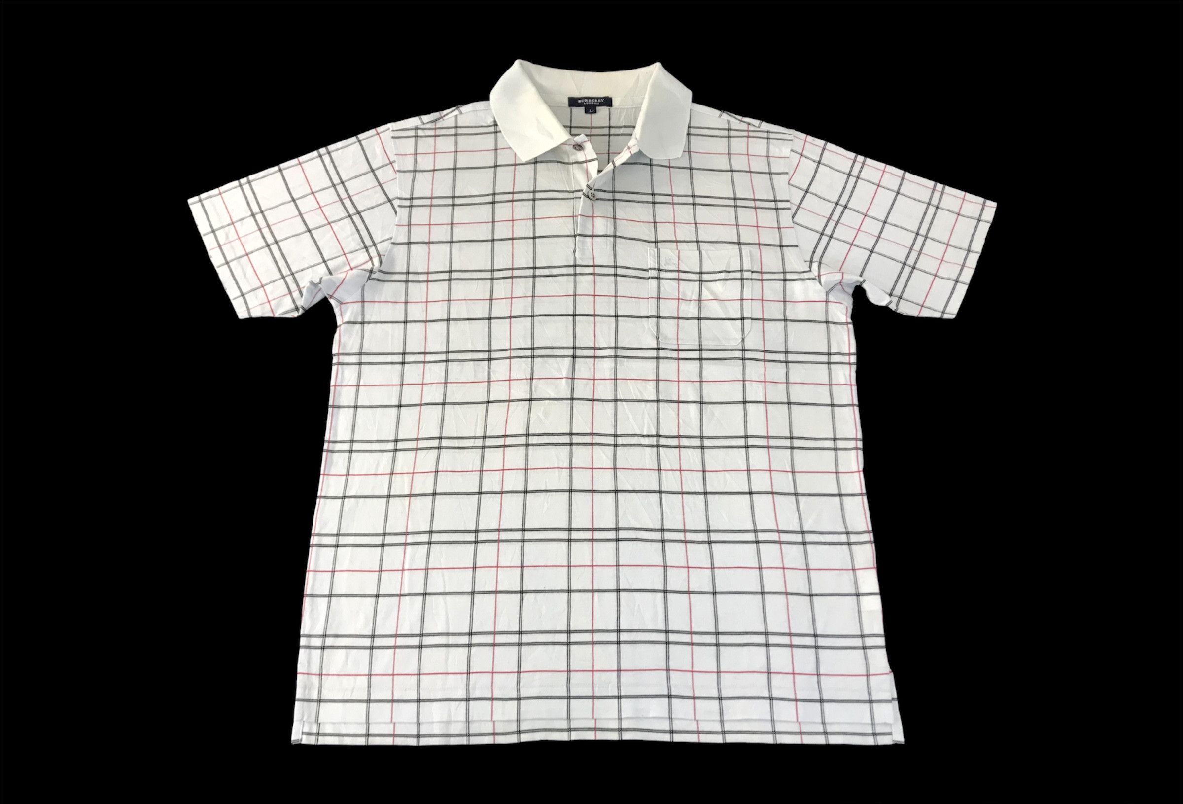 Burberry Burberry London Checked Polo Tee Unisex Striped Monogram Size US L / EU 52-54 / 3 - 1 Thumbnail