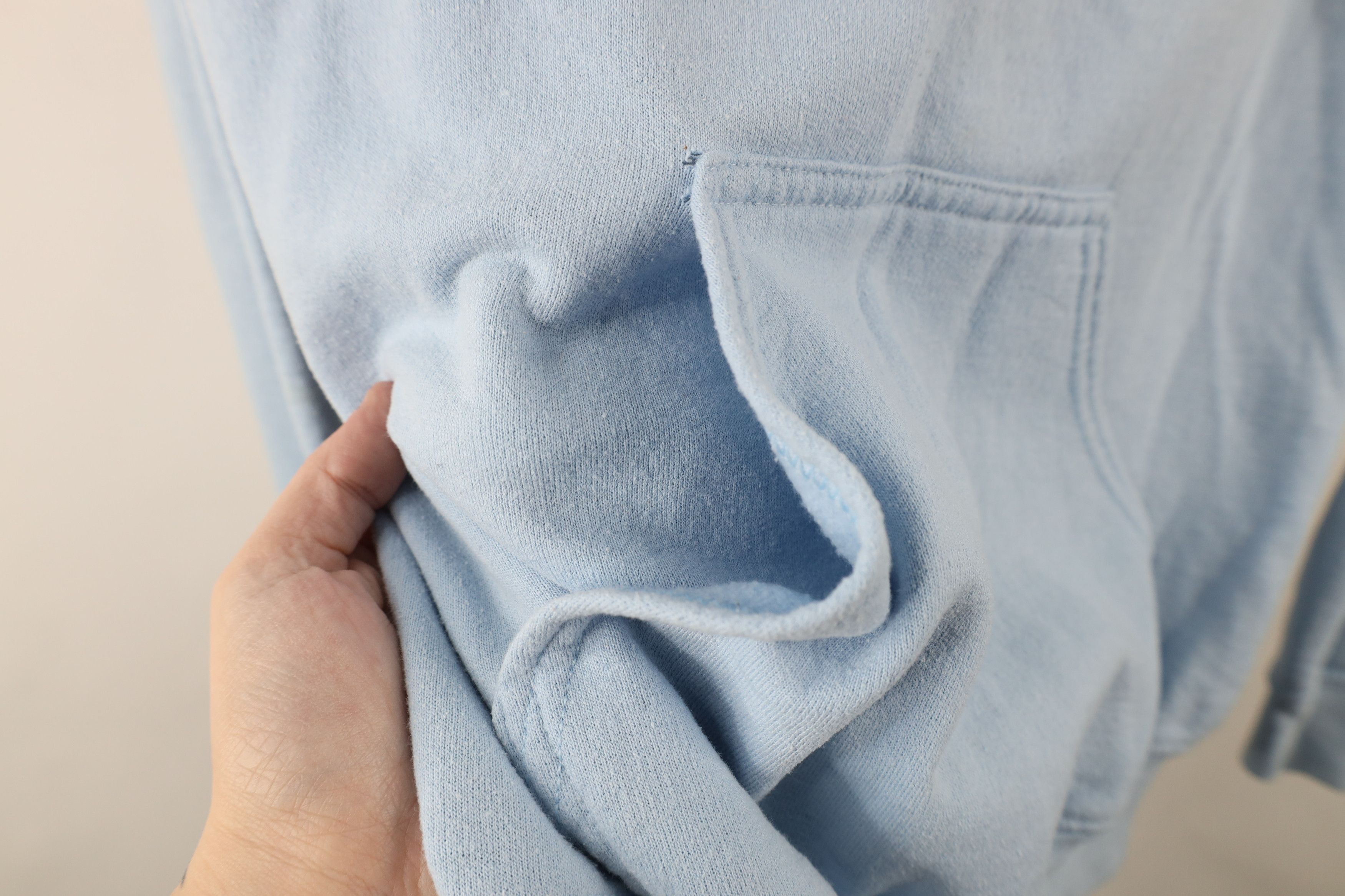Vintage Vintage 90s Streetwear Blank Hoodie Sweatshirt Light Blue Size US S / EU 44-46 / 1 - 7 Thumbnail