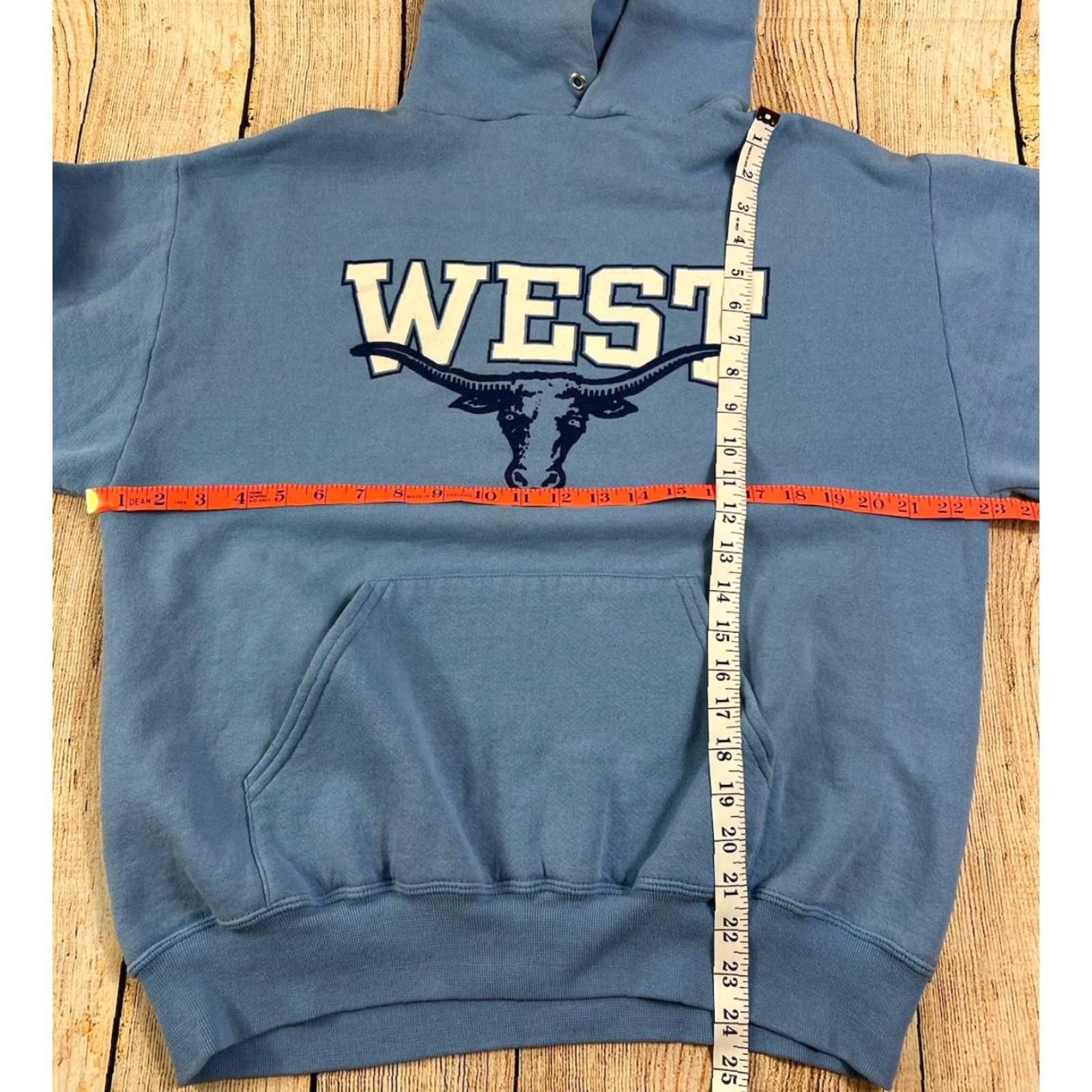Jerzees VINTAGE Jerzees West Longhorns Blue Hoodie Sweatshirt L Men's, 90s College University, Hooded Pockets Fleece, Pullover Size US L / EU 52-54 / 3 - 4 Thumbnail
