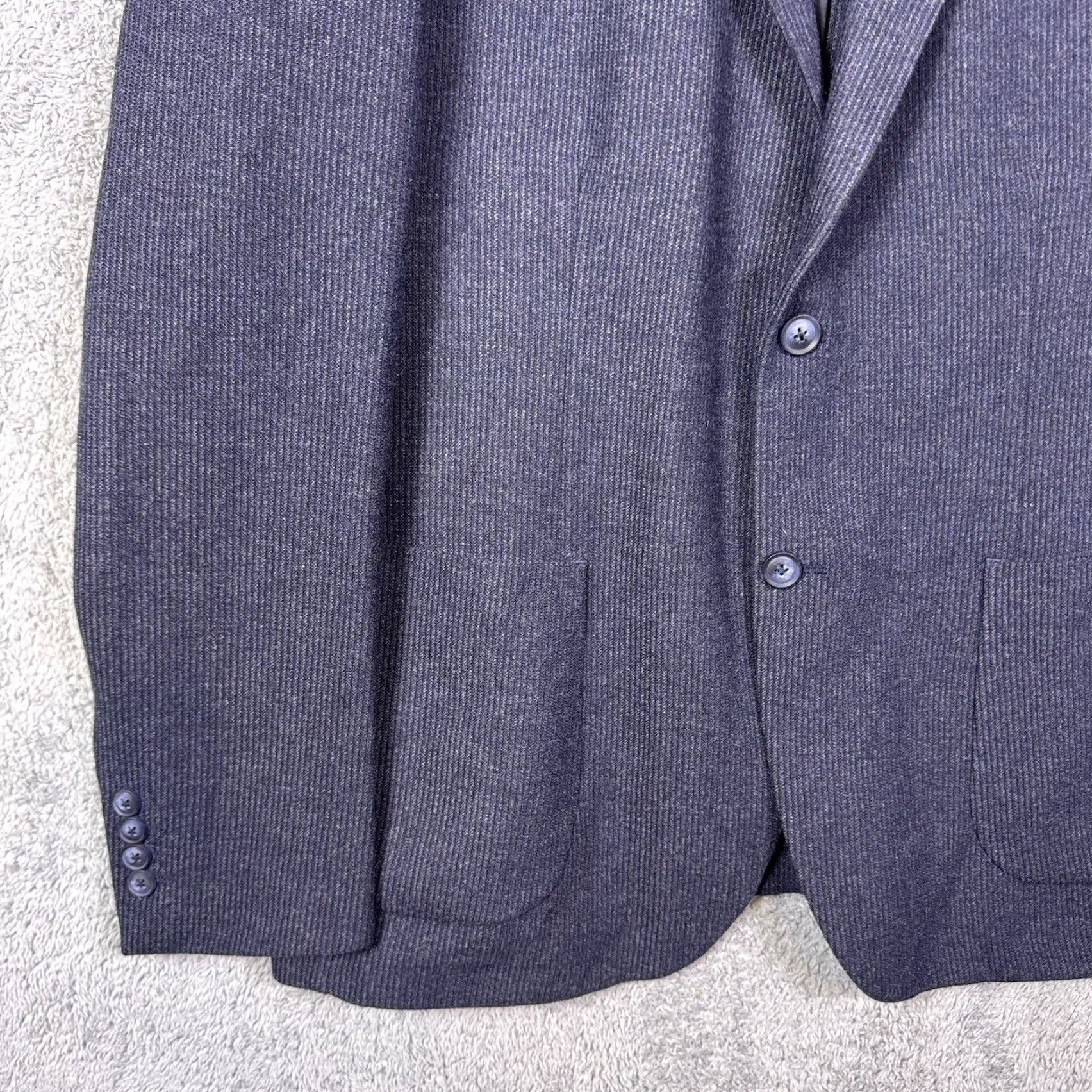 Vintage 34 Heritage Sport Coat Mens 44 Blazer Wool Knit Unstructured Single-Breasted Notch Blue Stem City Preppy Size 44R - 2 Thumbnail
