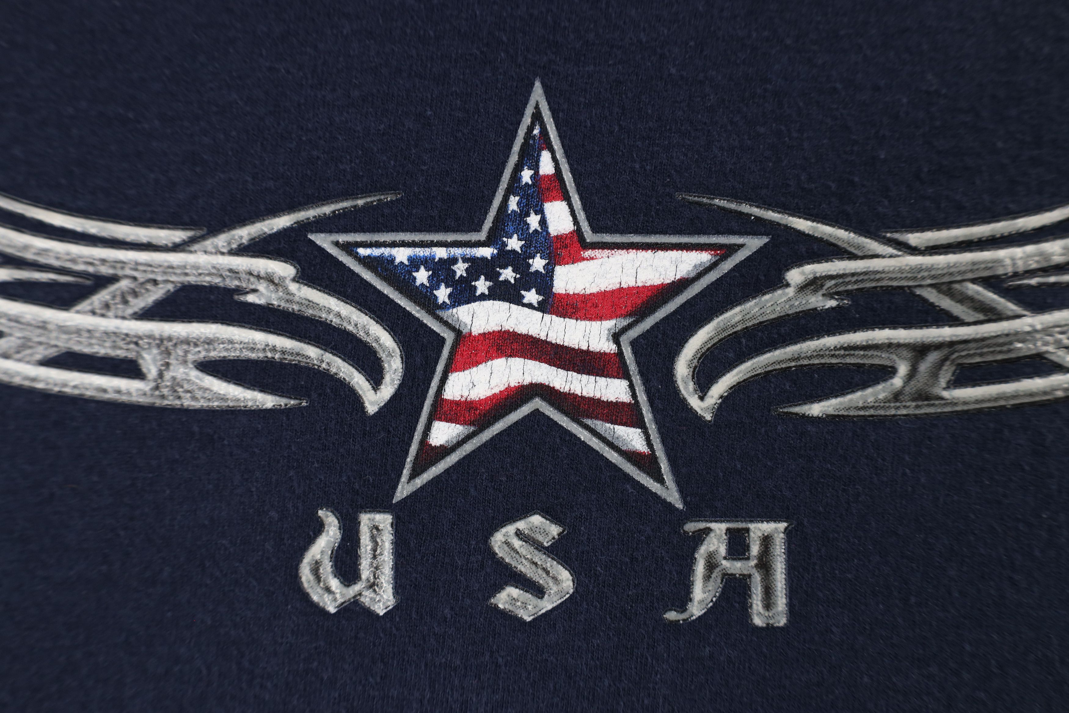Vintage Vintage Y2K Streetwear Flag Eagle Tribal T-Shirt Navy Blue Size US L / EU 52-54 / 3 - 5 Thumbnail