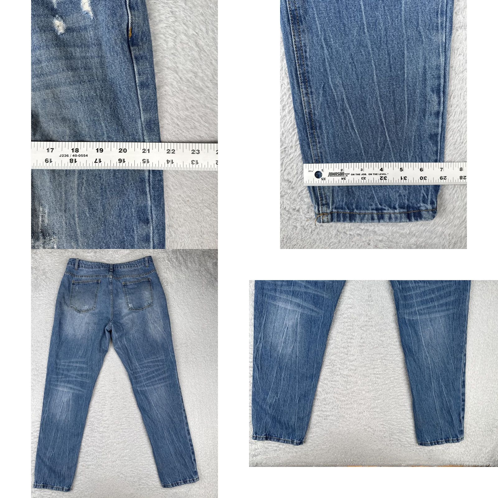 Denime Distressed Jeans Mens 32x30 Blue Light Wash Tapered Leg Zip Fly Denim 90s Mens Size US 32 / EU 48 - 9 Thumbnail