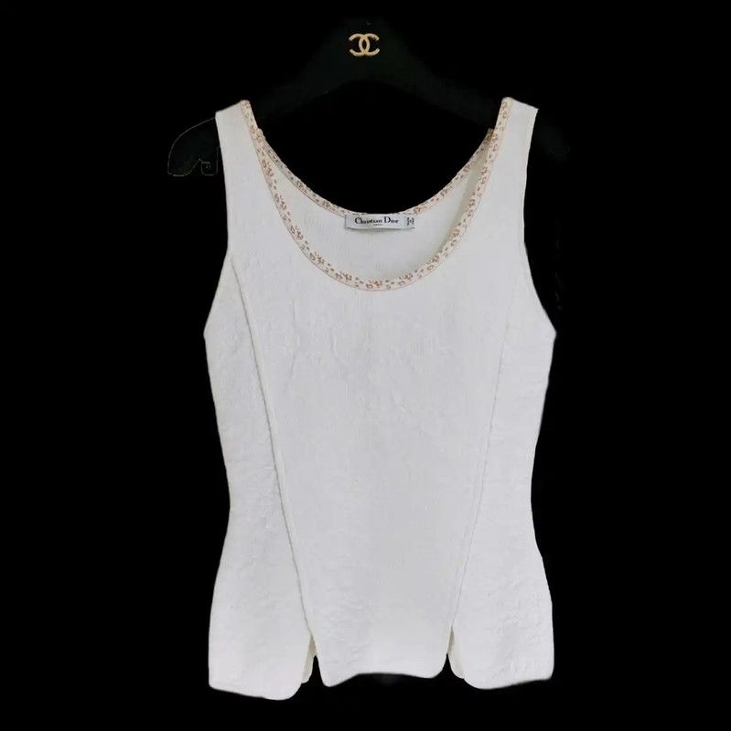 Dior Dior White Cotton Blend Short Sleeve Top 0089 Size XS / US 0-2 / IT 36-38 - 1 Thumbnail