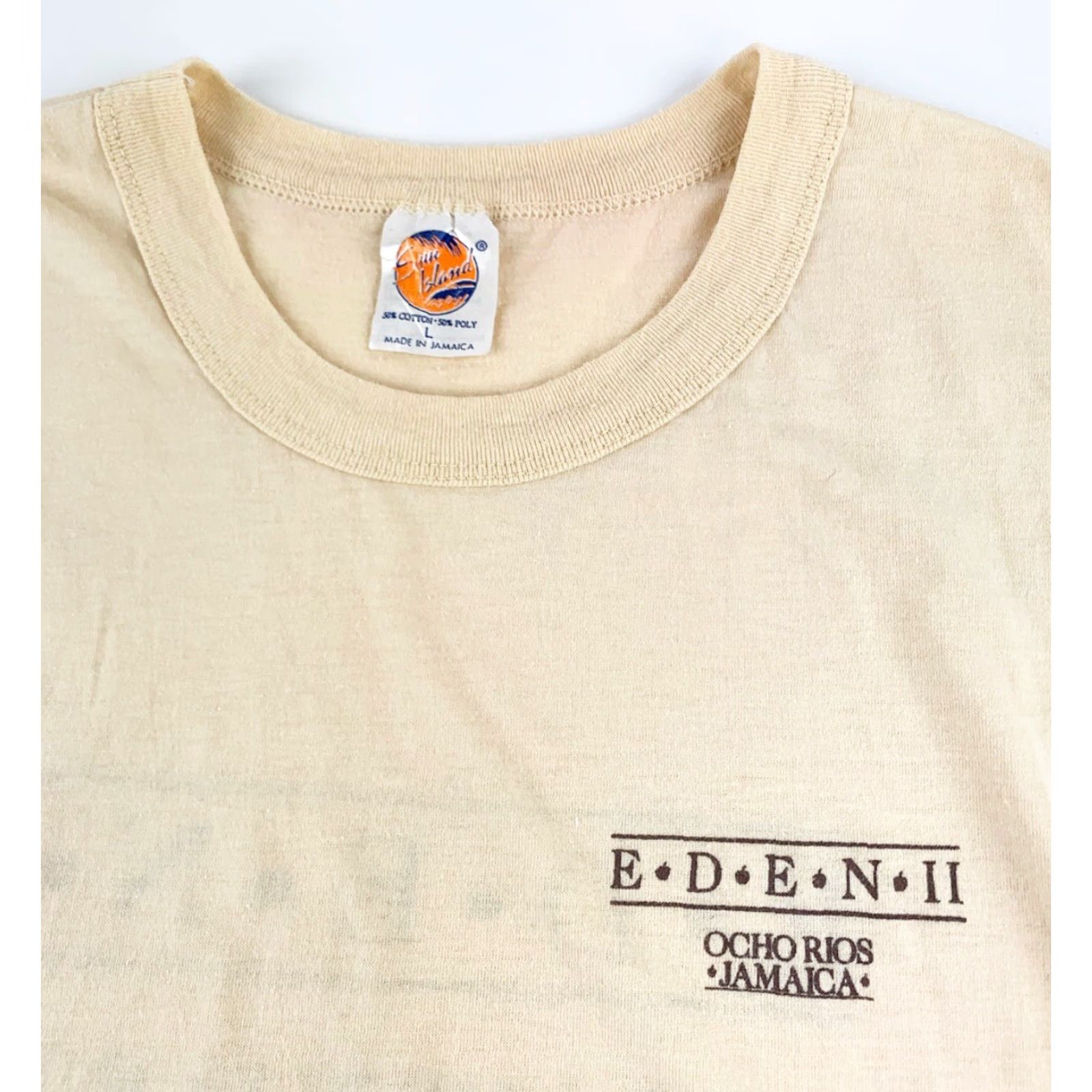 Vintage VINTAGE Jamaica T Shirt Mens Large Single Stitch Eden II Resort Sun Island Stitch Yellow L Mens T-Shirt Size US L / EU 52-54 / 3 - 3 Thumbnail