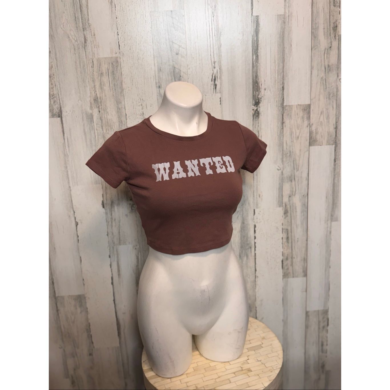 Garage Garage Brown “Wanted” Graphic Cropped Tee – Size Medium Size M / US 6-8 / IT 42-44 - 3 Thumbnail