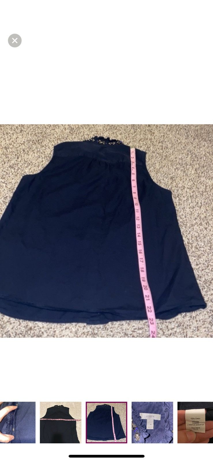 J.Crew J. Crew navy blue tilda sleeveless ruffled jeweled blouse Size S / US 4 / IT 40 - 3 Thumbnail