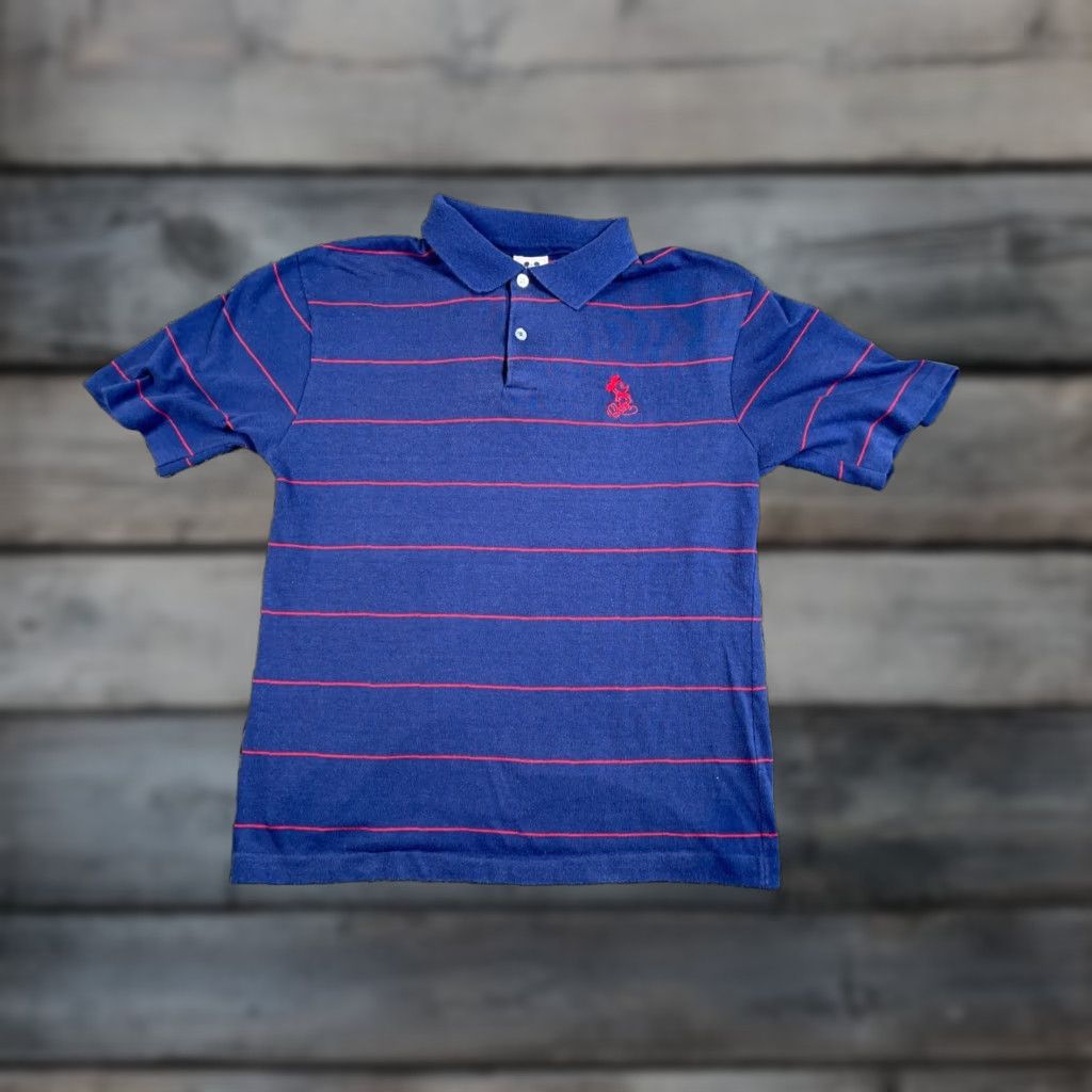 Disney VINTAGE Disney Polo Shirt Shirt Men S Blue Striped Mickey Mouse Embroidered 90s Preppy Retro Casual Short Sleeve Cotton Polyester Blend USA Made Size US S / EU 44-46 / 1 - 1 Thumbnail