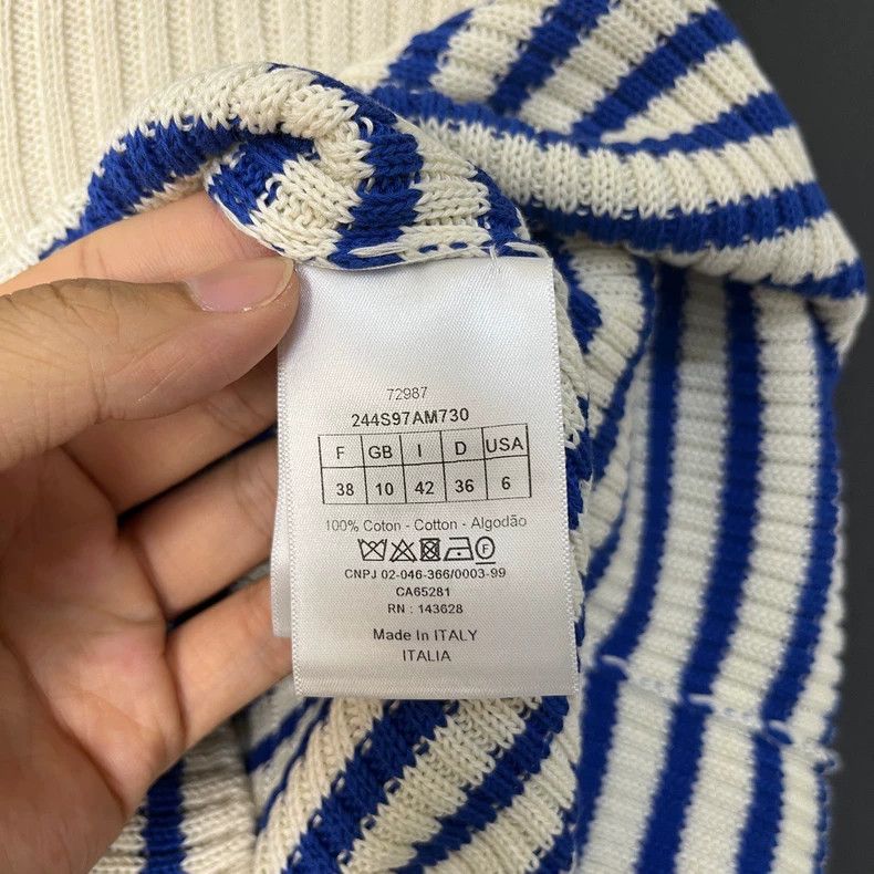 Dior Dior White and blue striped five-pointed star knitted long Size XS / US 0-2 / IT 36-38 - 6 Thumbnail