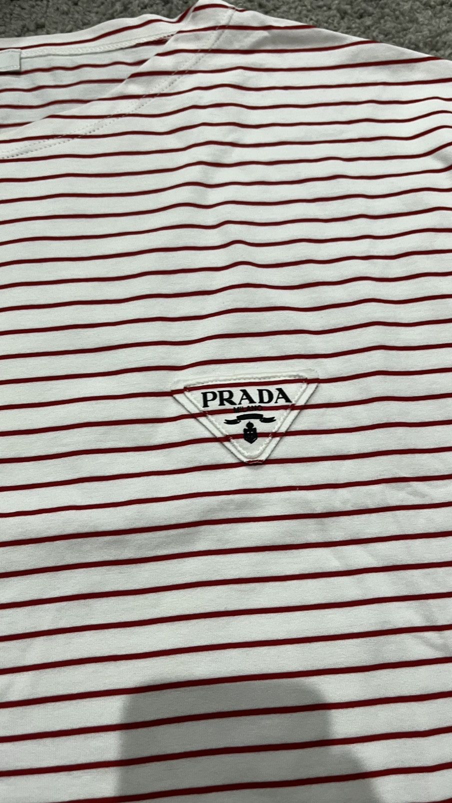 Prada Prada RedStriped cotton T-shirt / XXL Worn ONCE Size US XXL / EU 58 / 5 - 2 Thumbnail