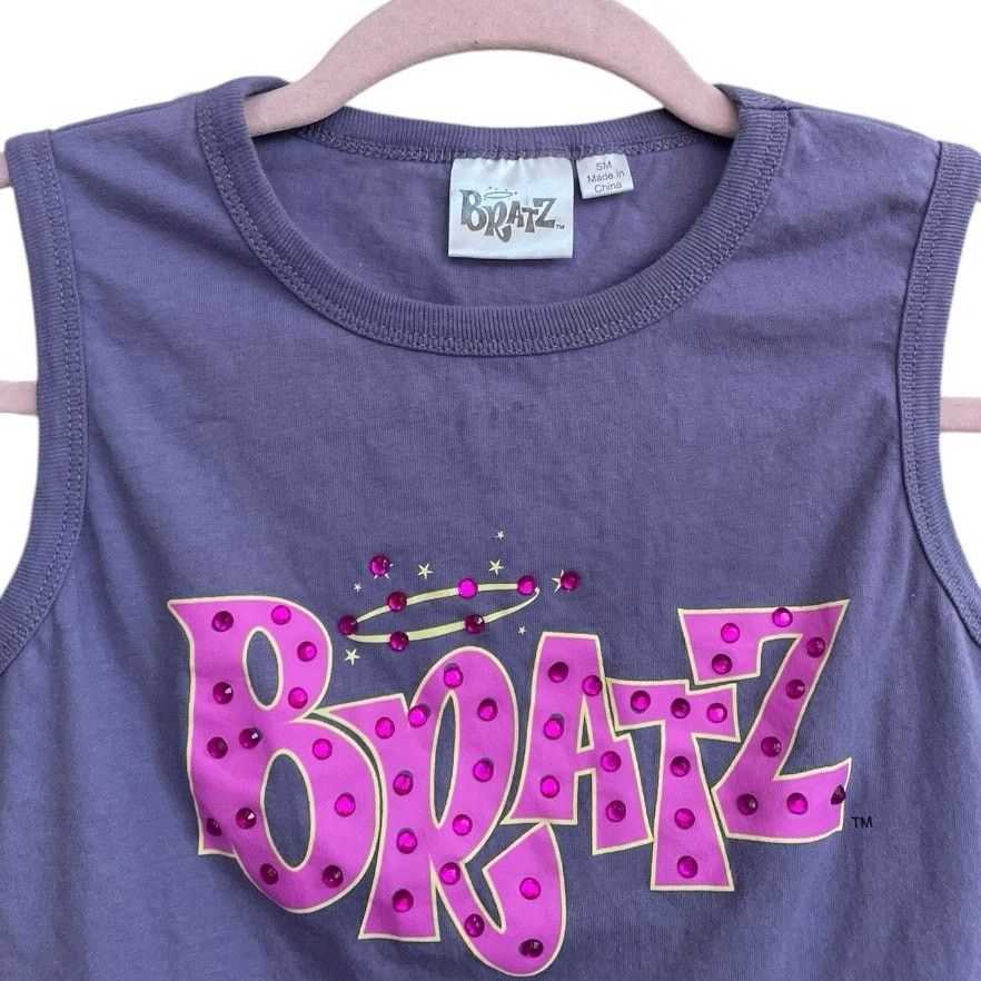 Other Bratz Purple Graphic Sequin Cropped Open Tie Back Tank Top Size S / US 4 / IT 40 - 5 Thumbnail