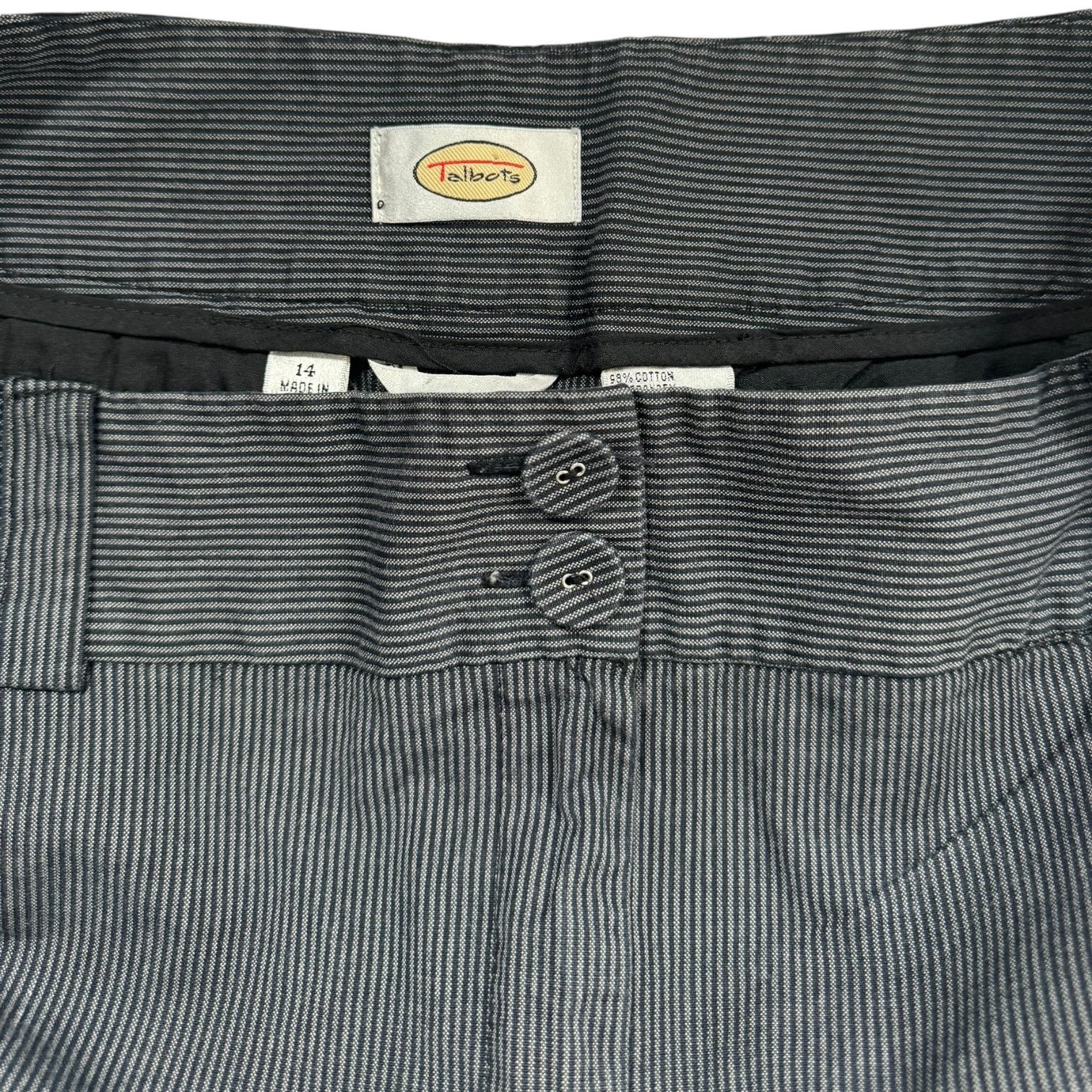 Other Talbots Black & Gray Vertical Striped Stretch Pants Size 14 Size 36" / US 14 / IT 50 - 4 Thumbnail