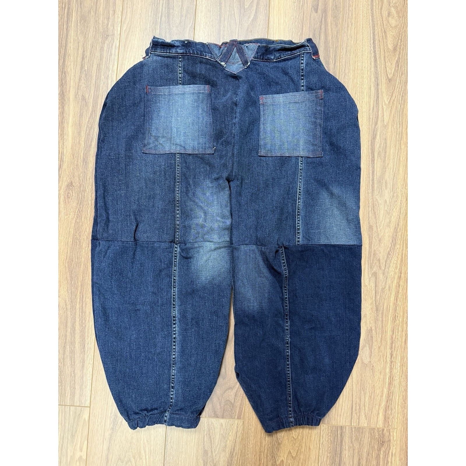 Vintage Vintage Handmade Patchwork Jeans Denim Pants Super Baggy Size US 38 / EU 54 - 4 Thumbnail