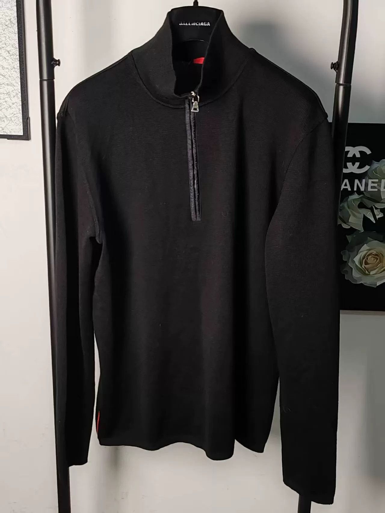 Prada Prada Logo Wool Coat with Stripe Detail Size US M / EU 48-50 / 2 - 1 Thumbnail