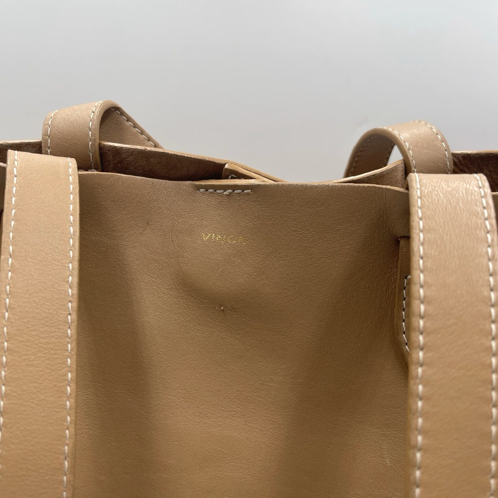 Vince Camuto Vince Camuto Beige Leather Tote Bag Womens Large Tote Beige Leather Pebbled Size ONE SIZE - 6 Thumbnail