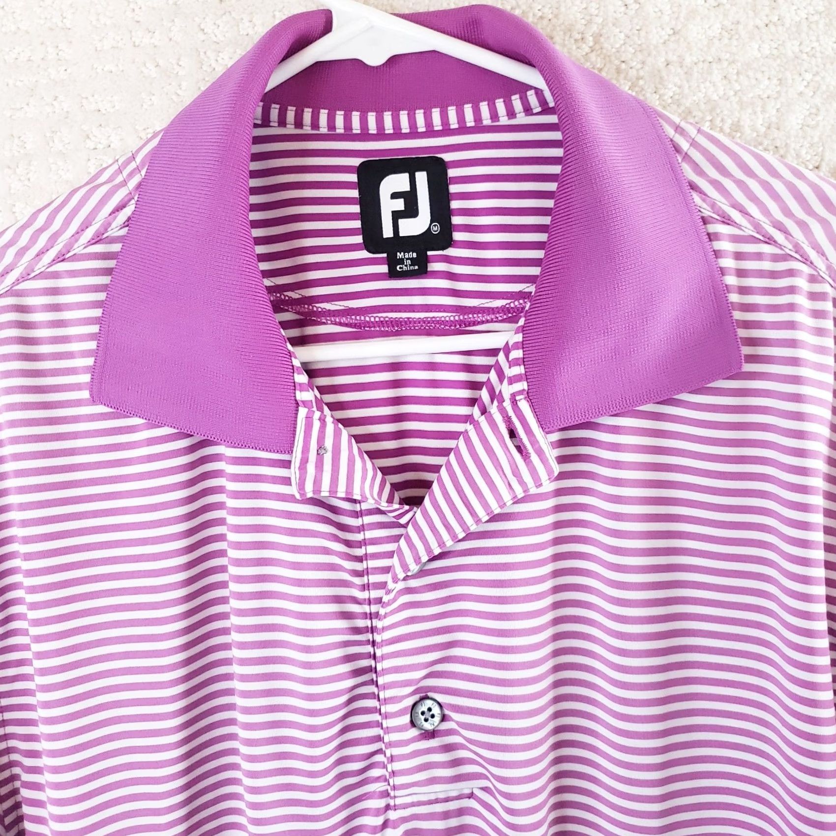 Footjoy FootJoy Men Polo Shirt Purple White Striped Short Sleeve M EUC Sports Golf Shirt Size US M / EU 48-50 / 2 - 3 Thumbnail