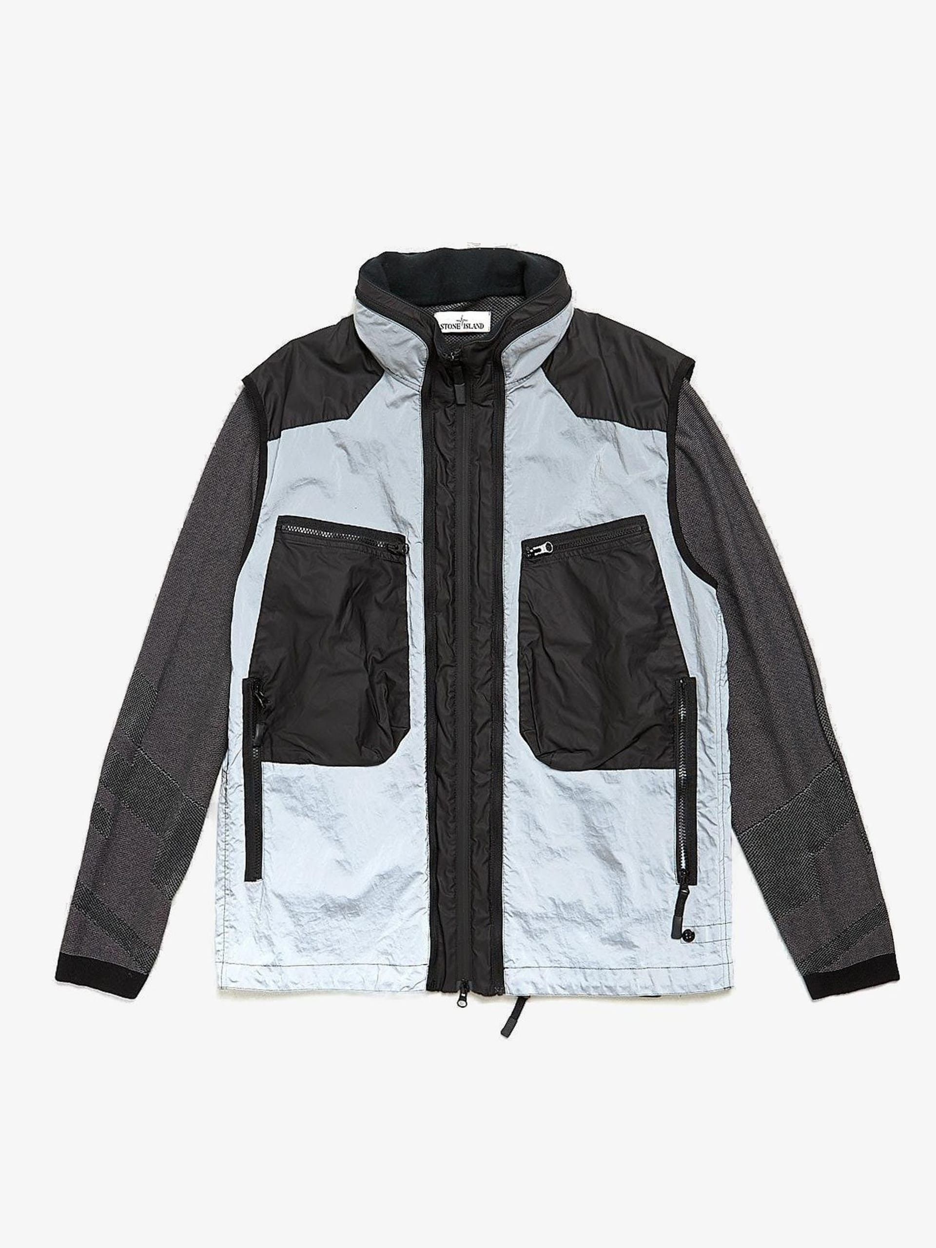 Stone Island Gray Colorblock Reflective Insulated Blend Jacket ...