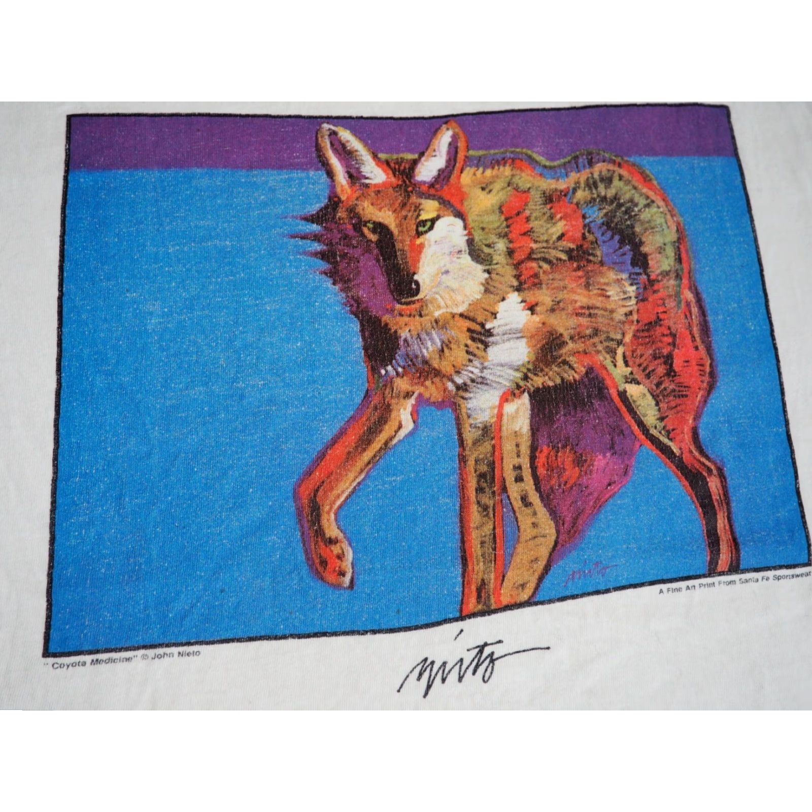 Hanes VTG Hanes Southwest Coyote Nature Art Distress White Tee T-Shirt XL Men Size US XL / EU 56 / 4 - 4 Thumbnail