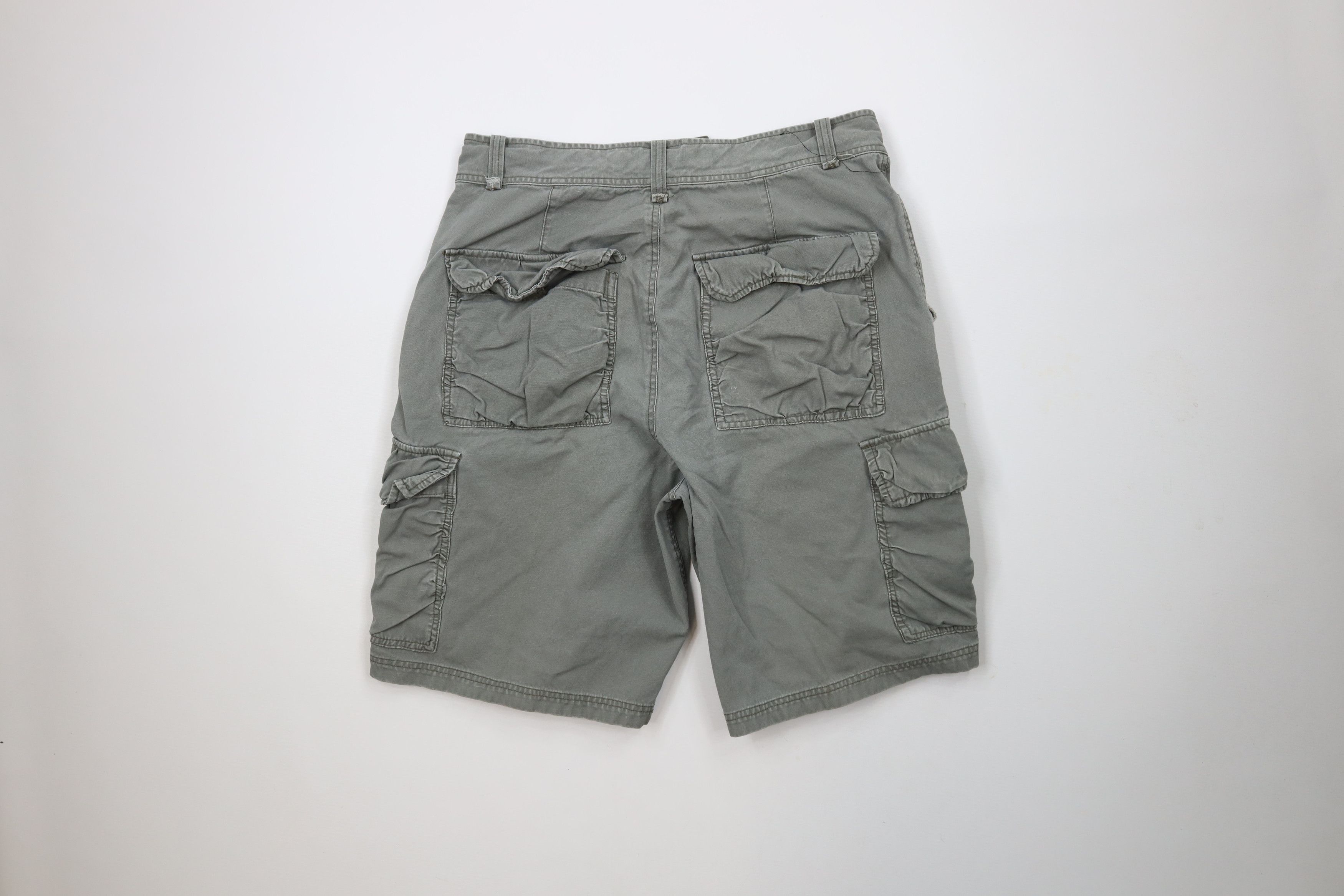 Vintage Vintage 90s IOU Baggy Fit Canvas Cargo Shorts Green Cotton Size US 34 / EU 50 - 10 Thumbnail