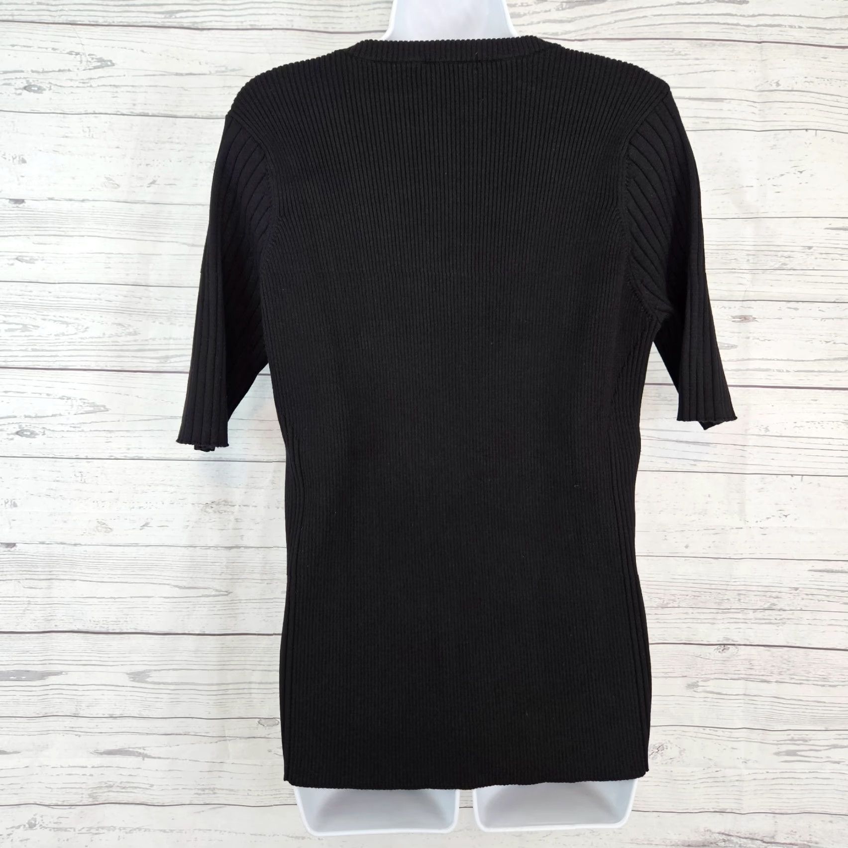 Vintage Universal Standard Womens Sweater Size M Solid Black Scoop Neck Pullover Knit 18-20 Plus Womens Size M / US 6-8 / IT 42-44 - 3 Thumbnail