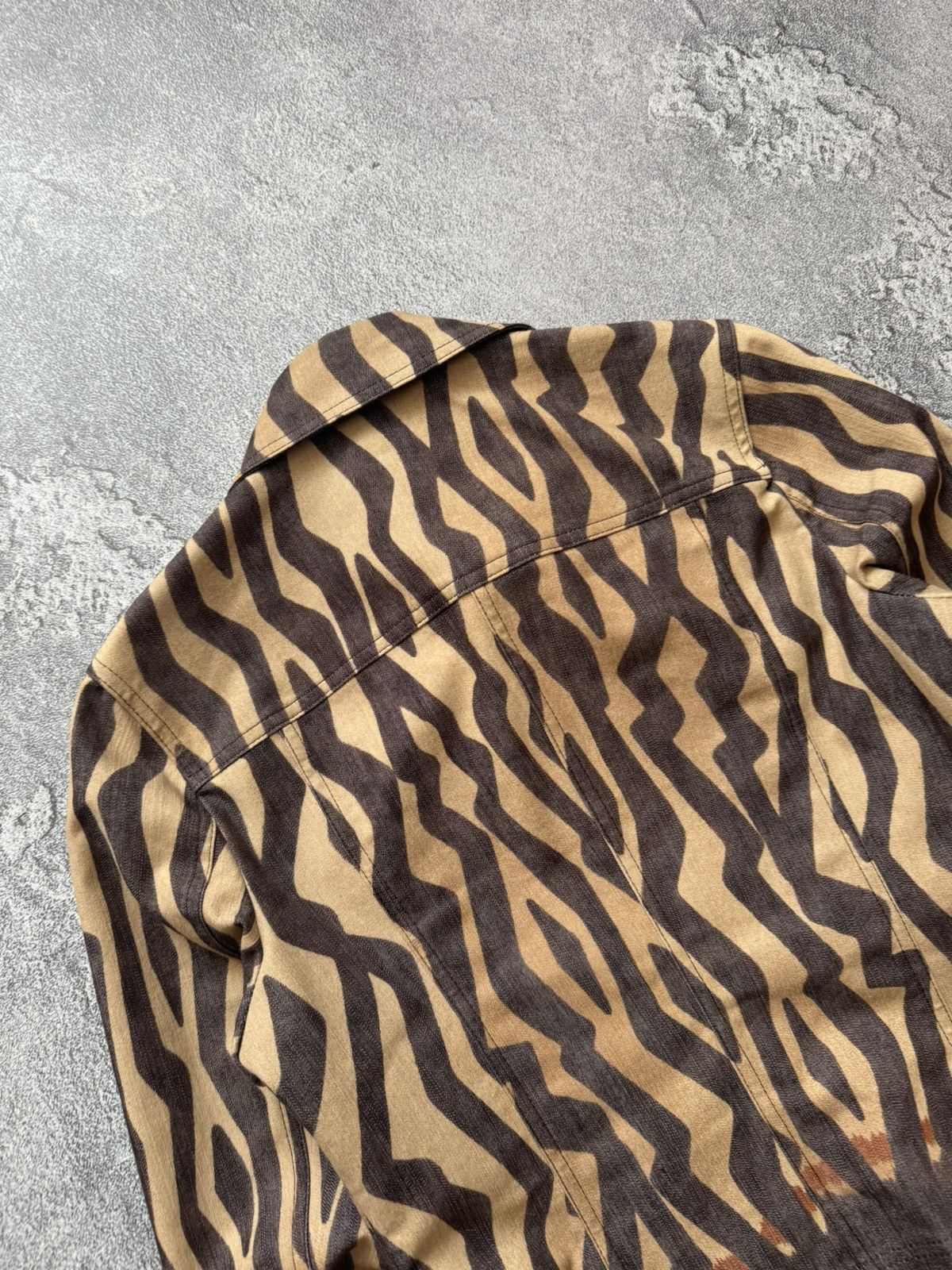 Lauren by Escada 36 all printed leopard brown jacket denim