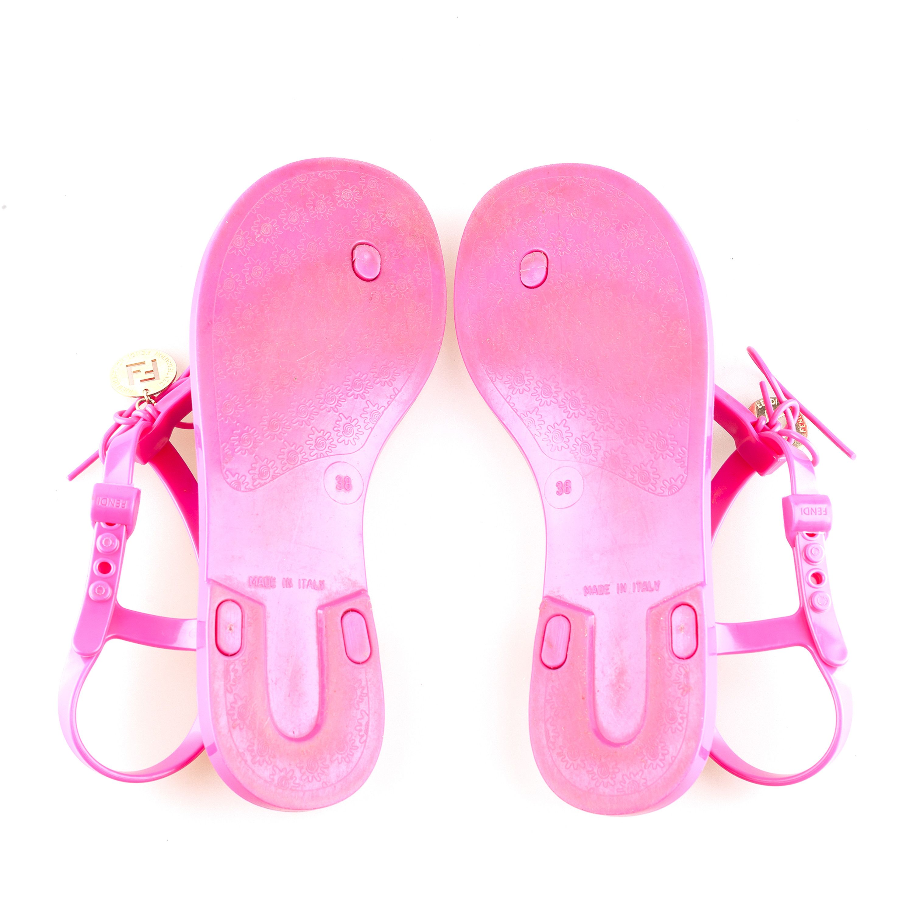Fendi Fendi Zucca Monogram Vintage Jelly Pink Sandals (38 EU) Size US 7 / IT 37 - 4 Thumbnail