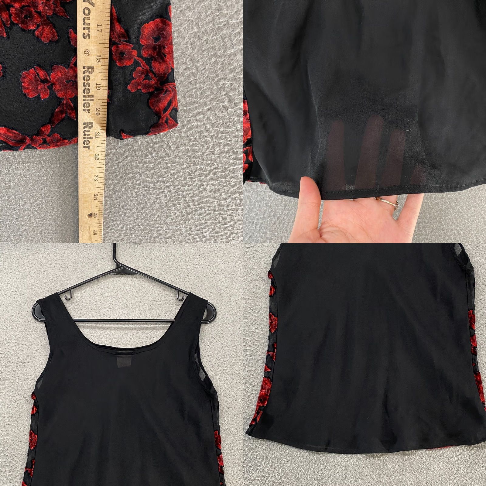 Velvet VINTAGE Gilligan & O'Malley Burnout Velvet Tank Womens M Black Floral Whimsigoth Y2K Moody Virtual Size M / US 6-8 / IT 42-44 - 8 Thumbnail