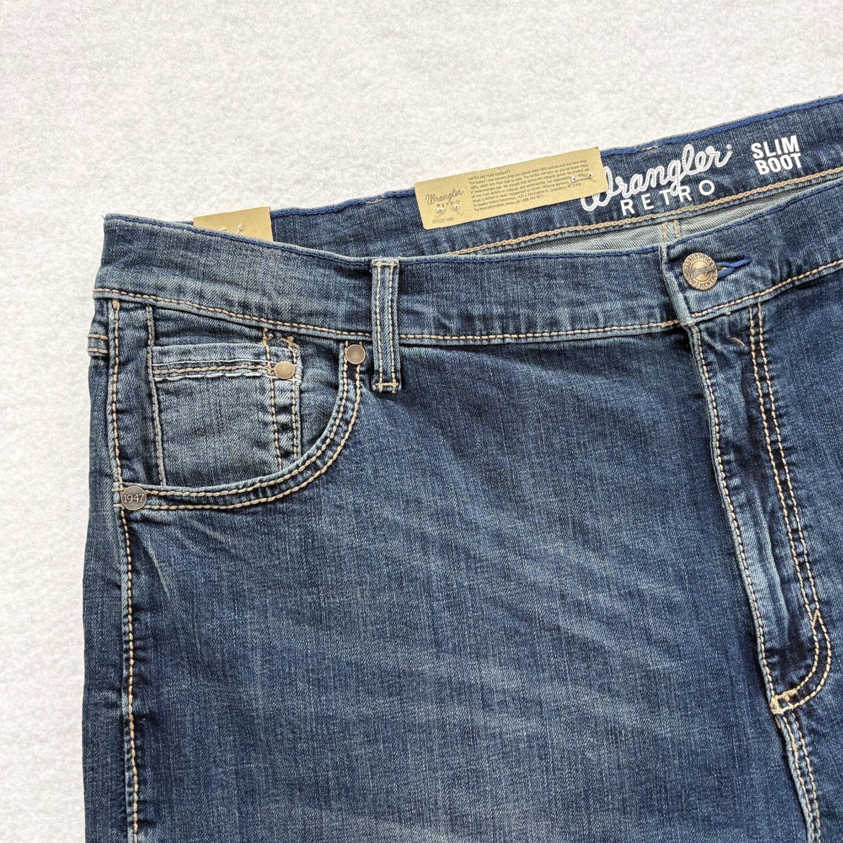 Wrangler Wrangler Retro Slim Boot Jeans Mens 42x32 Denim Stretch Blue Medium Wash Cowboy Size US 42 / EU 58 - 3 Thumbnail
