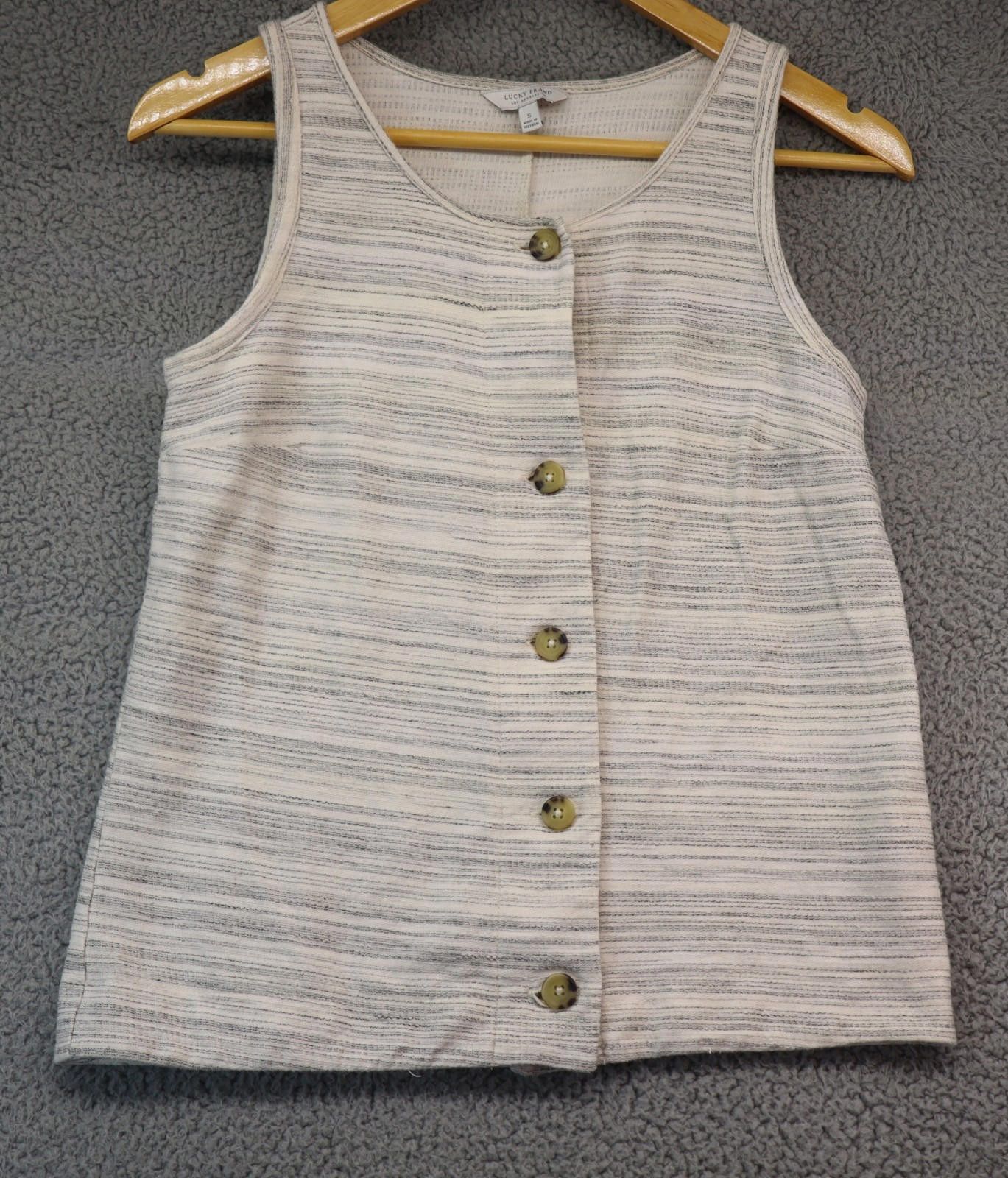 Lucky Brand lucky brand top small woman white sleeveless striped cotton Size S / US 4 / IT 40 - 1 Thumbnail