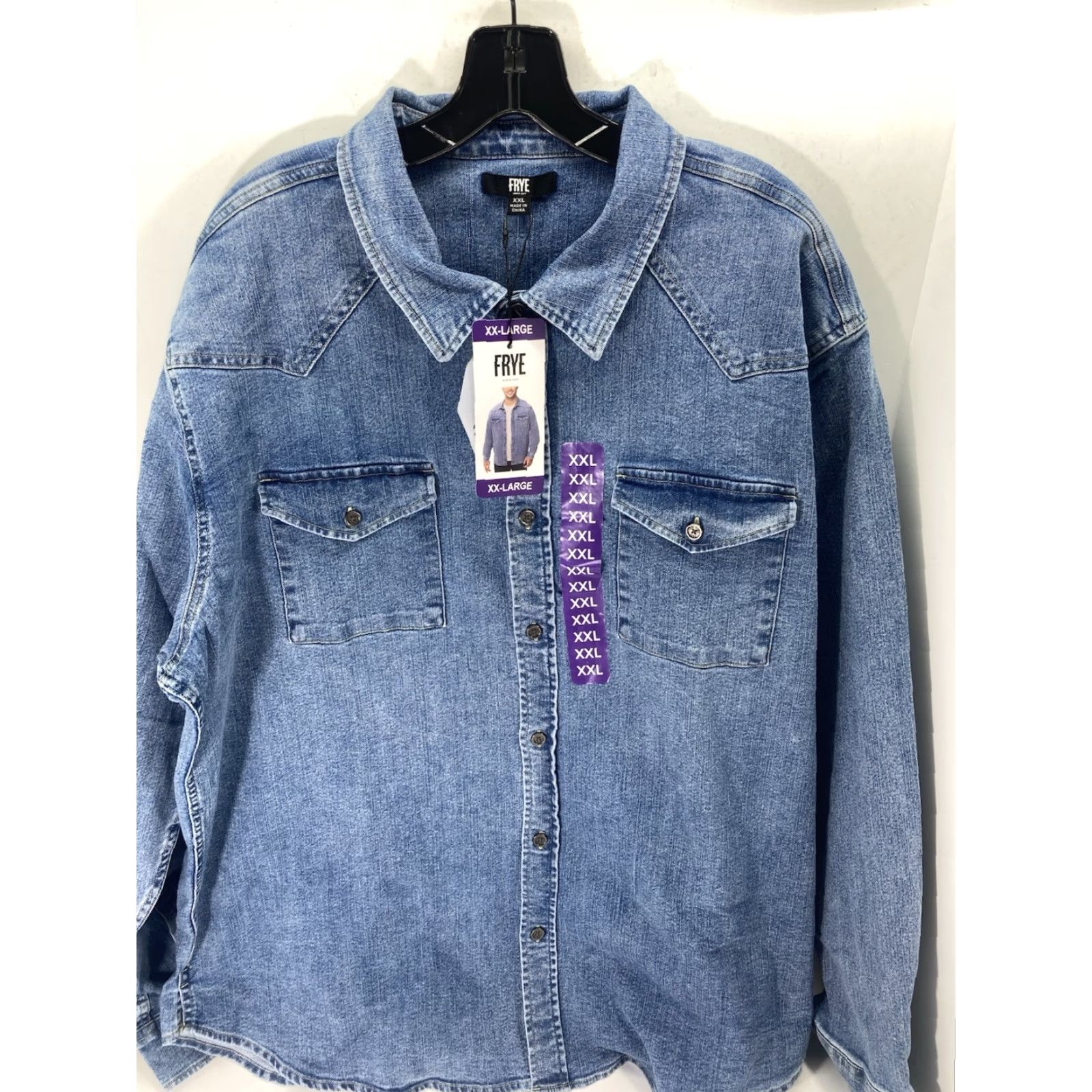 Frye Frye Denim Shirt Men 2XL Blue Button Long Sleeve Stretch Medium Wash NWT Shirt Shirt Size US XXL / EU 58 / 5 - 2 Thumbnail
