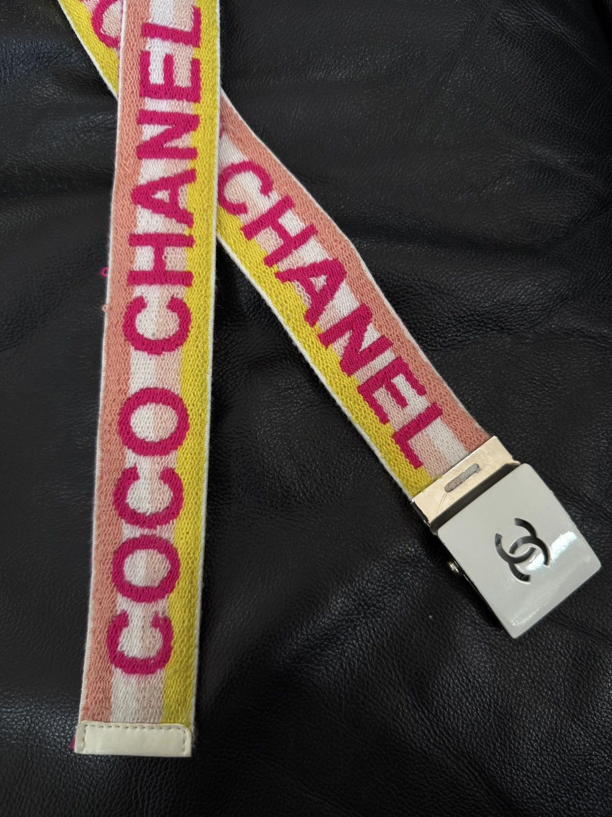 Chanel 2004 Chanel - Coco Interlocking Canvas/Leather CC Belt Size 32 - 3 Thumbnail