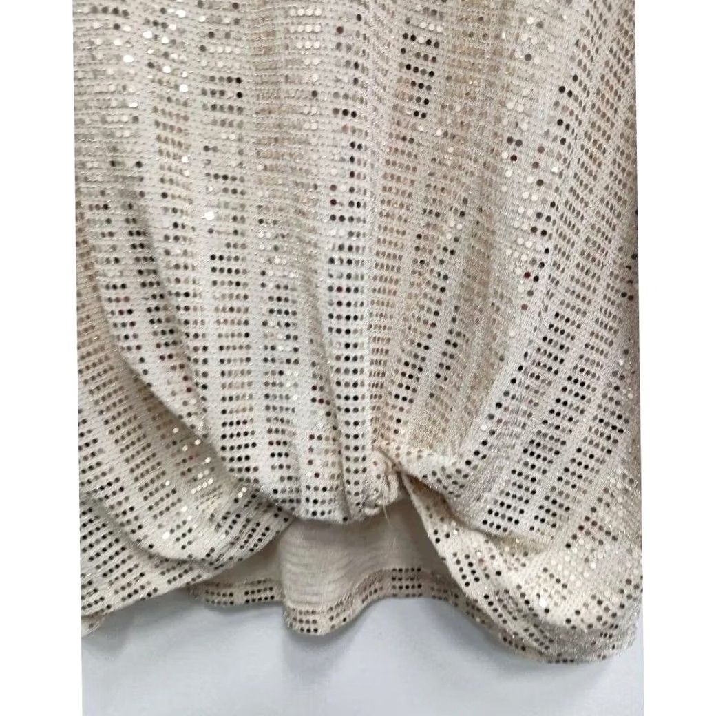 Vintage Clara Sun Woo Sequin Gold Champagne 3/4 Sleeve Knot Front Top Womens Small Size S / US 4 / IT 40 - 8 Thumbnail