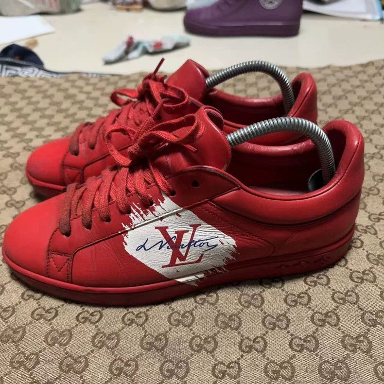 Louis Vuitton Louis Vuitton Red Classic Low-Top Sneakers - dmc Size US 9.5 / EU 42-43 - 1 Thumbnail