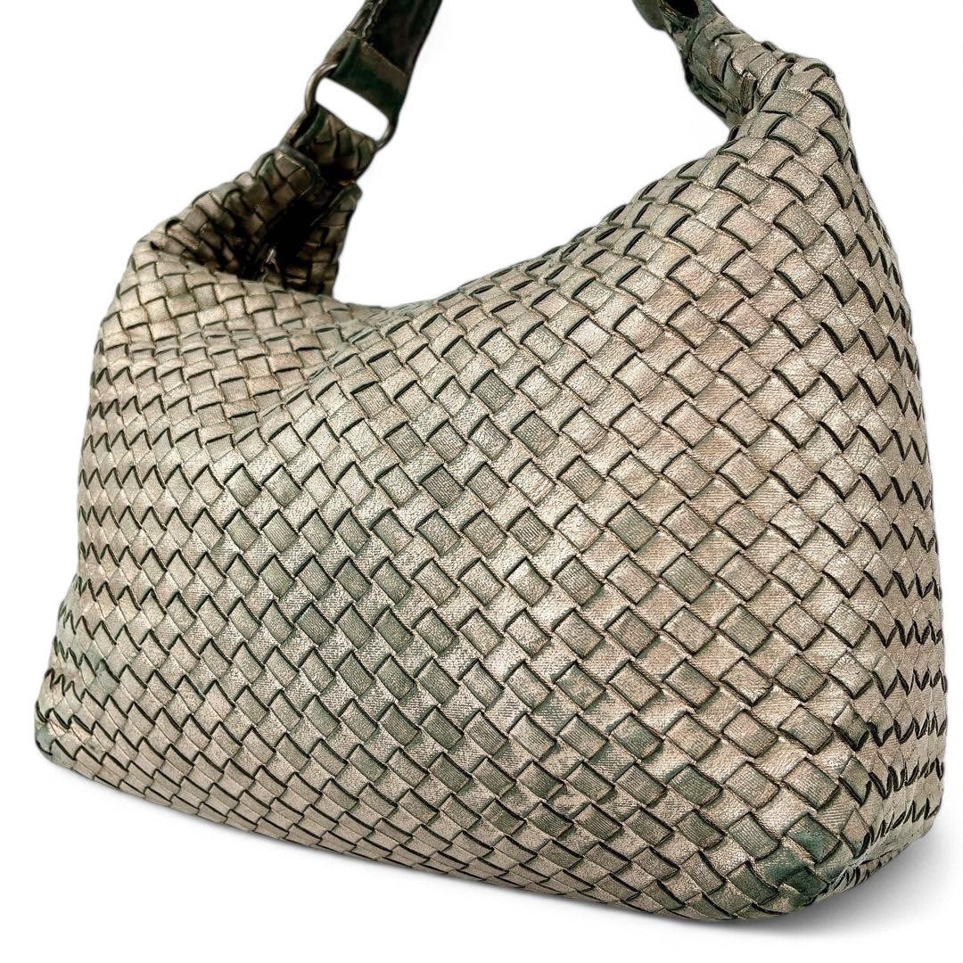 Bottega Veneta Bottega Veneta - Intrecciato Champagne Gold Hobo Handbag Size ONE SIZE - 8 Thumbnail