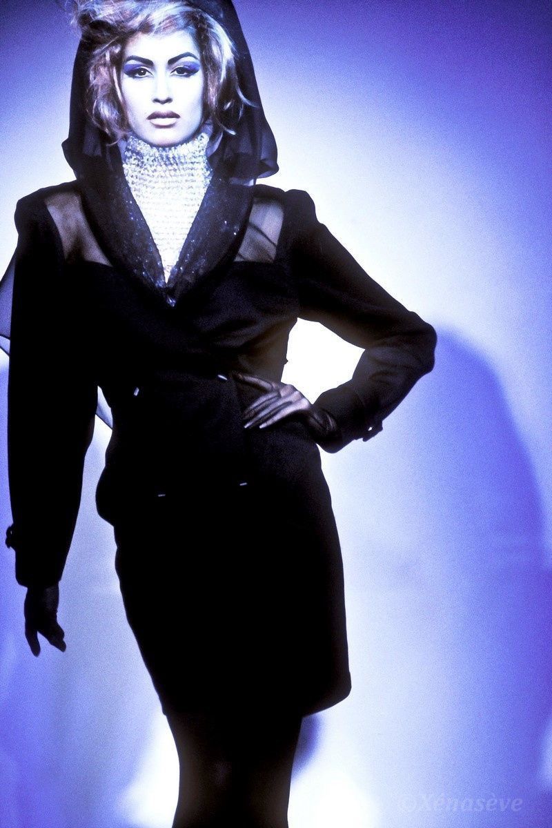 Thierry Mugler RARE F/W 1991 Thierry Mugler hodded mesh dress Size S / US 4 / IT 40 - 3 Thumbnail