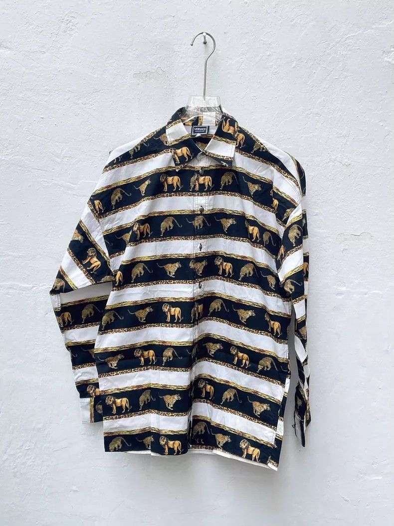 Versace Versace 90s Jungle Animal Print Shirt- DMC Size US S / EU 44-46 / 1 - 1 Thumbnail