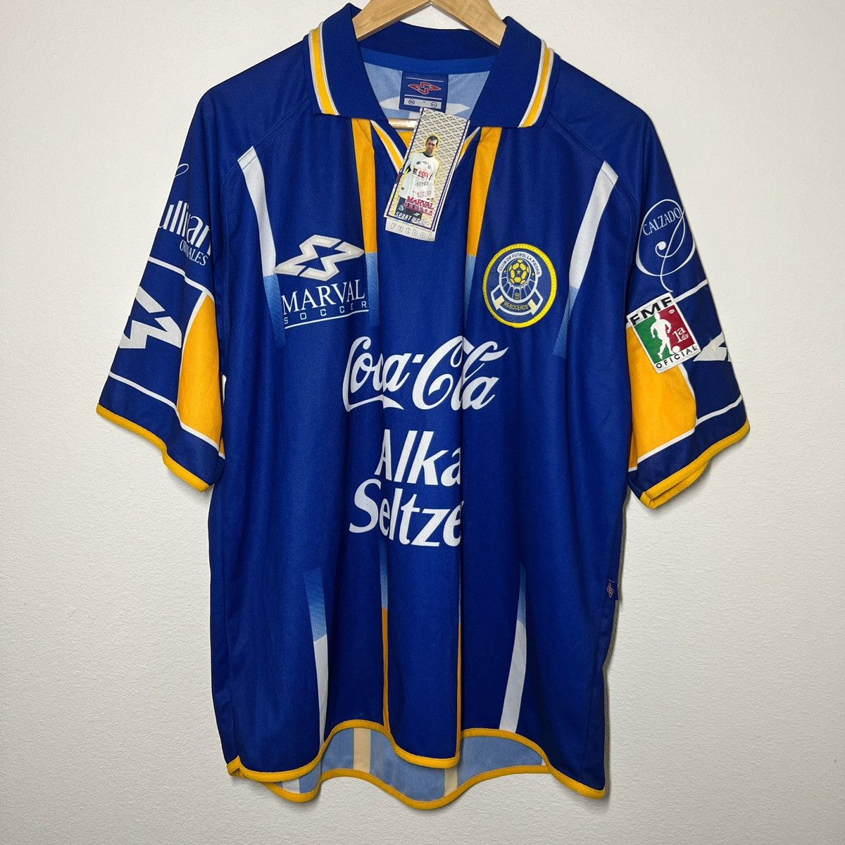 image of Coca Cola x Soccer Jersey La Piedad 2001-2002 Home Jersey in Blue, Men's (Size 2XL)