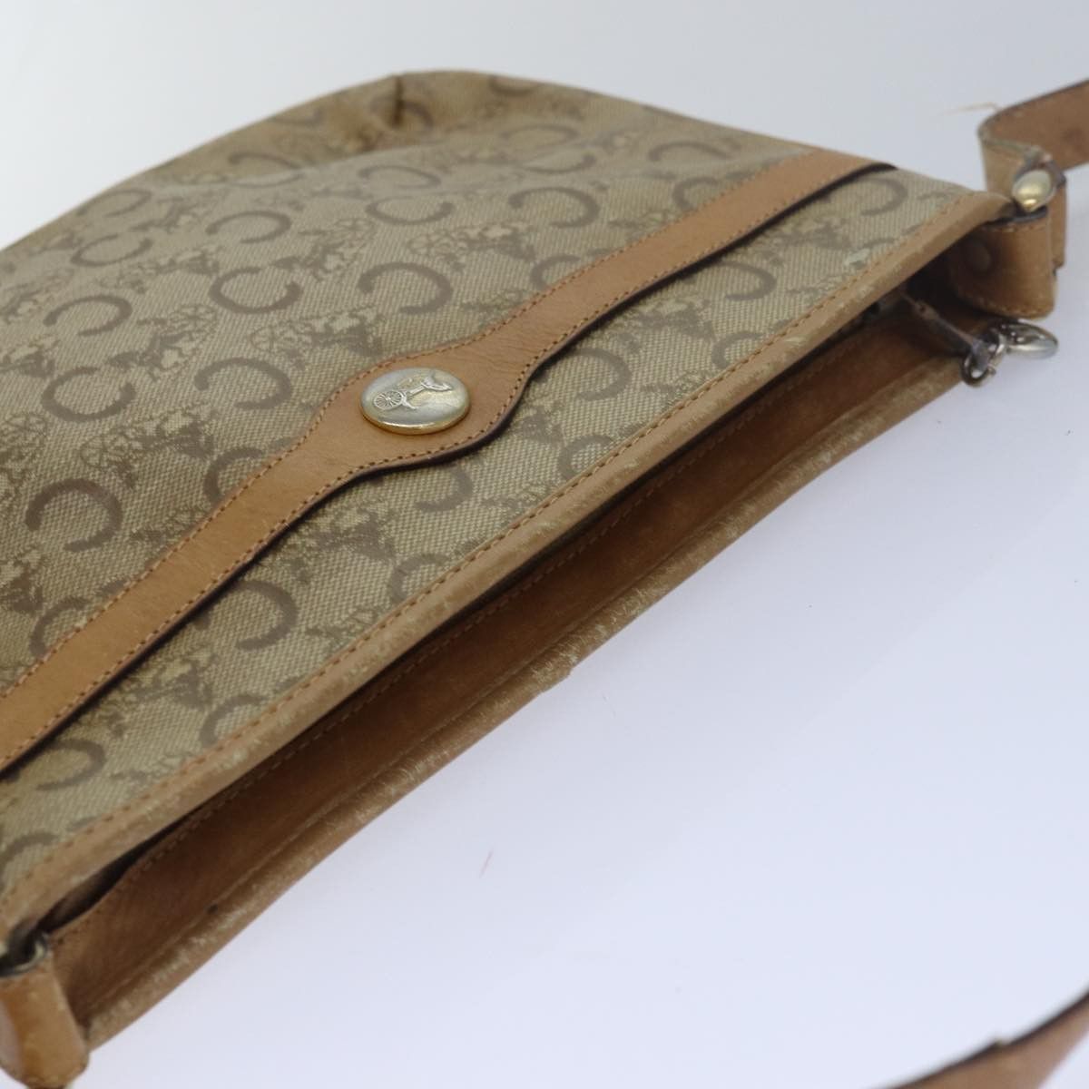 Celine CELINE C Macadam Canvas Shoulder Bag Leather Beige Size ONE SIZE - 6 Thumbnail