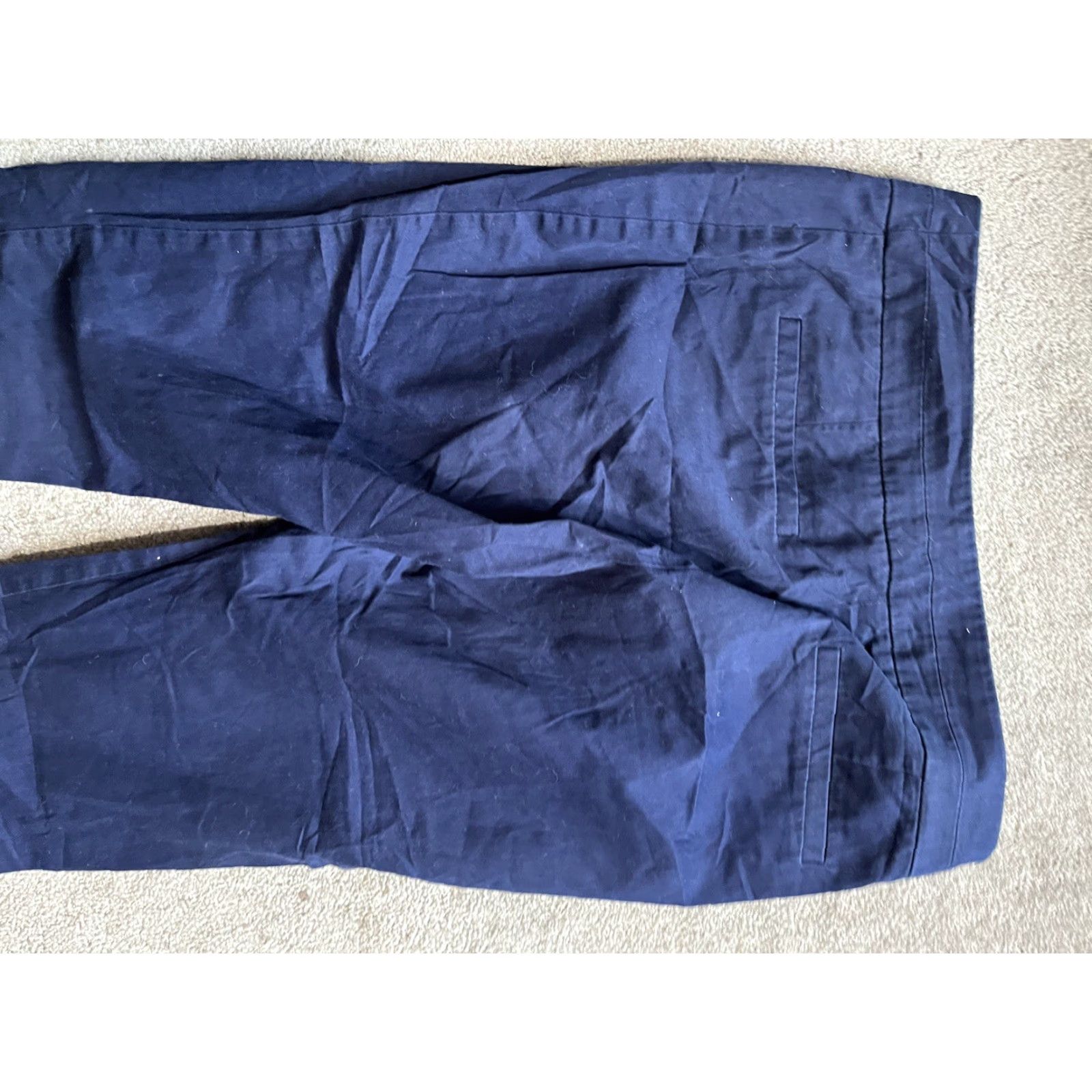 Vintage New York & Company Pants Cargo Navy Blue Cotton Size 4 Womens Straight Inseam 24" Front Flat Pockets Casual Cargo Style Regular Size 27" / US 4 / IT 40 - 4 Thumbnail