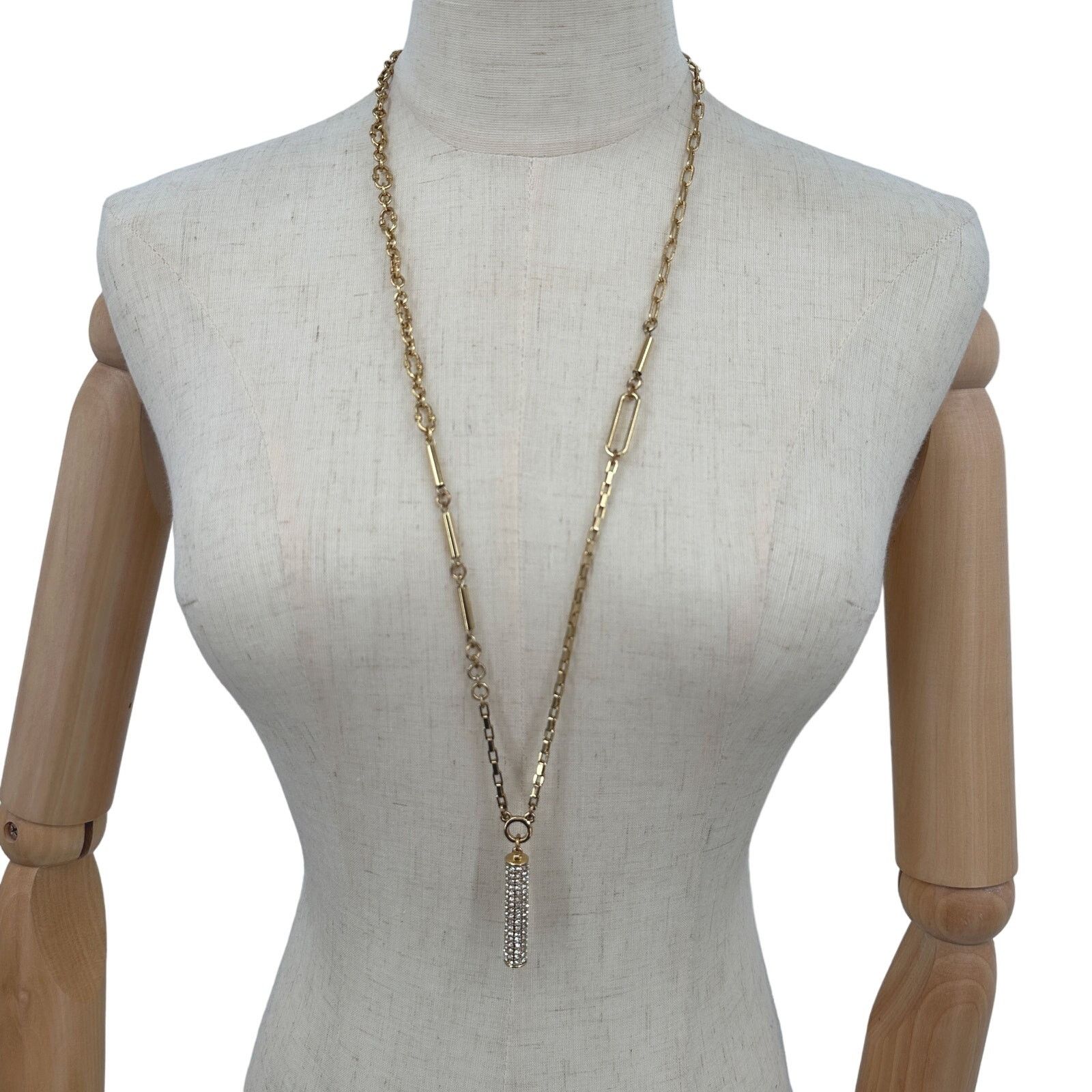 Ann Taylor Ann Taylor Long Statement Necklace Goldtone Chain Pendant Size ONE SIZE - 1 Thumbnail