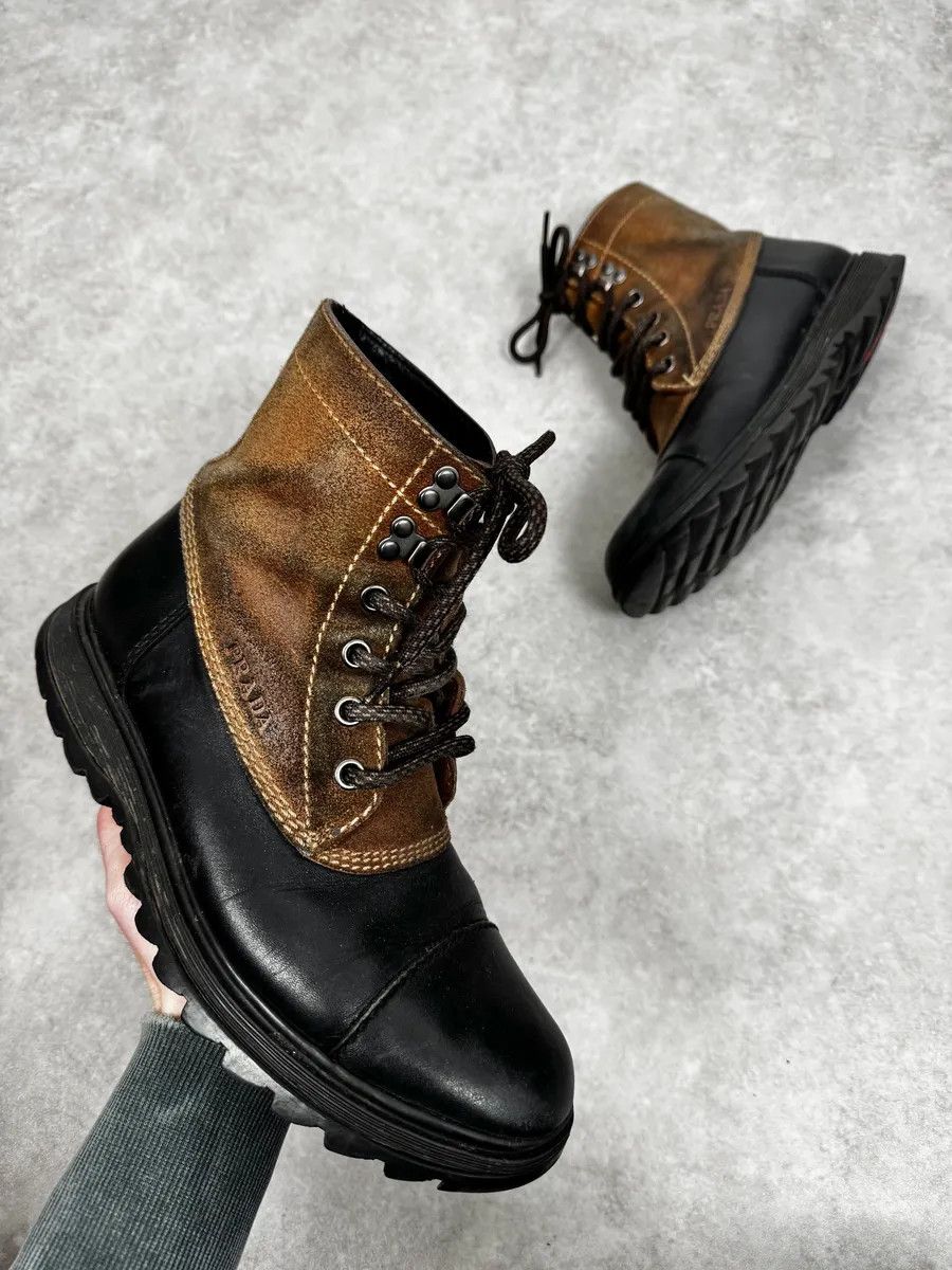 Prada 2000s Prada Brown Hybrid Suede Leather Hiking Boots Size US 9 / EU 42 - 1 Thumbnail