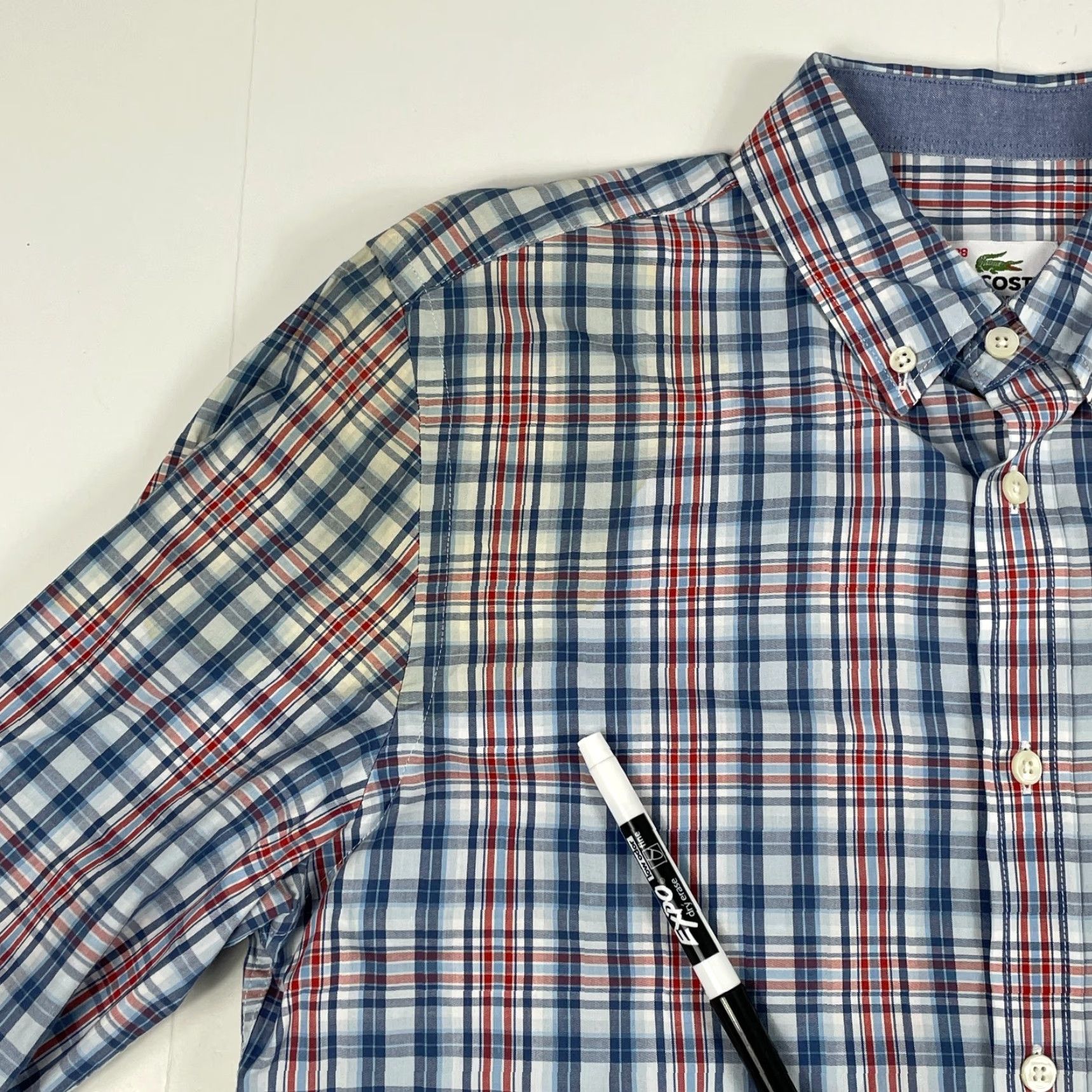 Lacoste Lacoste Shirt Mens 38 Blue Plaid Button-Down Long Sleeve Casual Workwear Preppy Crocodile Size US M / EU 48-50 / 2 - 2 Thumbnail