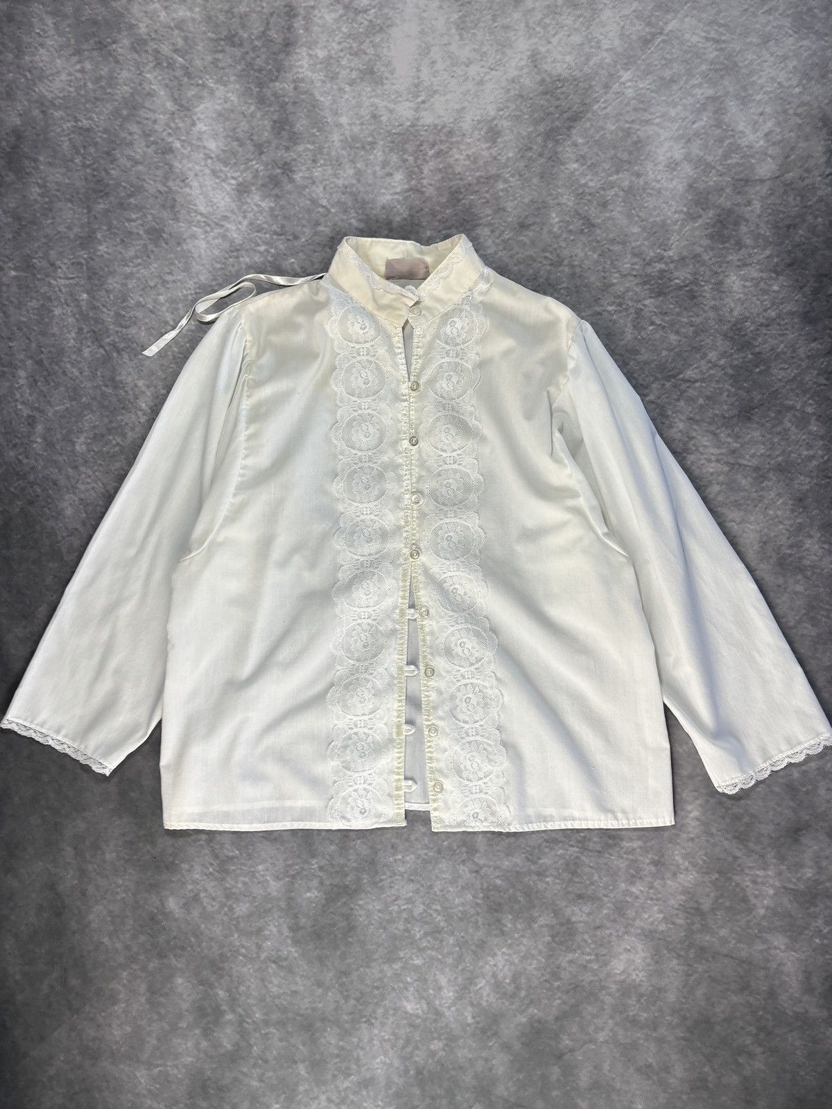 Vintage Lace Trim Victorian Style Vintage Dress Shirt Frilly Elcat Size S / US 4 / IT 40 - 1 Thumbnail