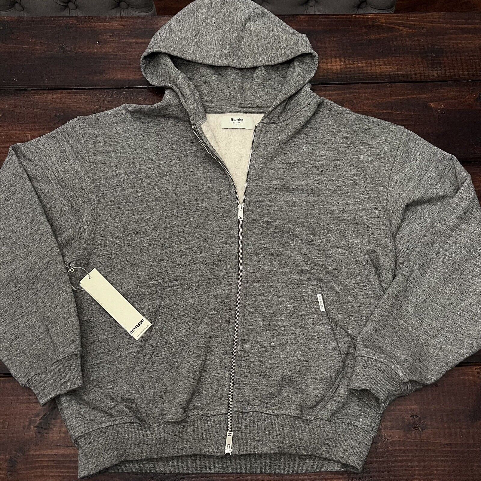 image of Represent Clo Blanks Zip Up Terry Hoodie in Green, Men's (Size Large)
