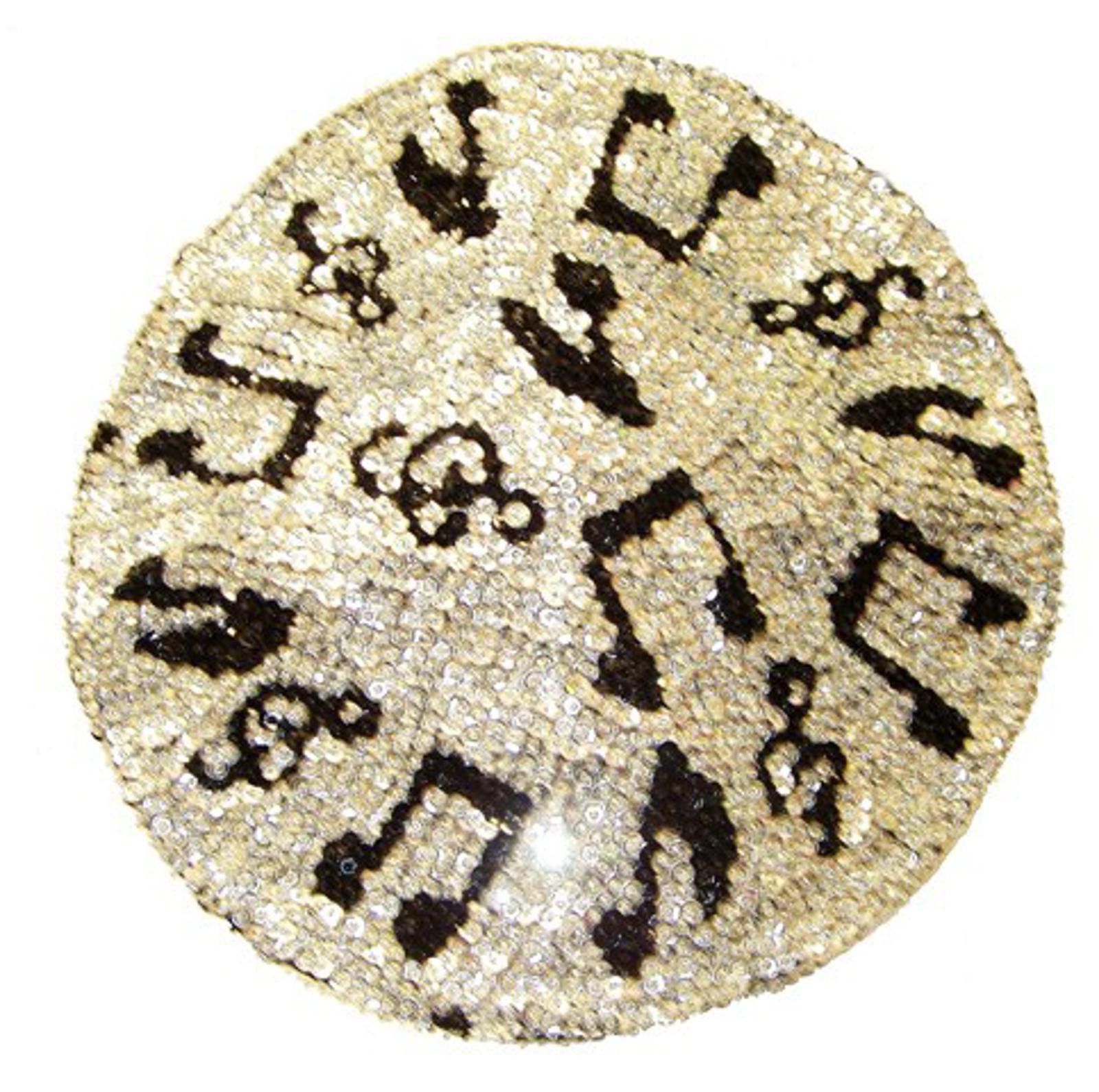 Designer Sequin Beaded Beret Hat Silver w/Black Music . Size ONE SIZE - 1 Preview