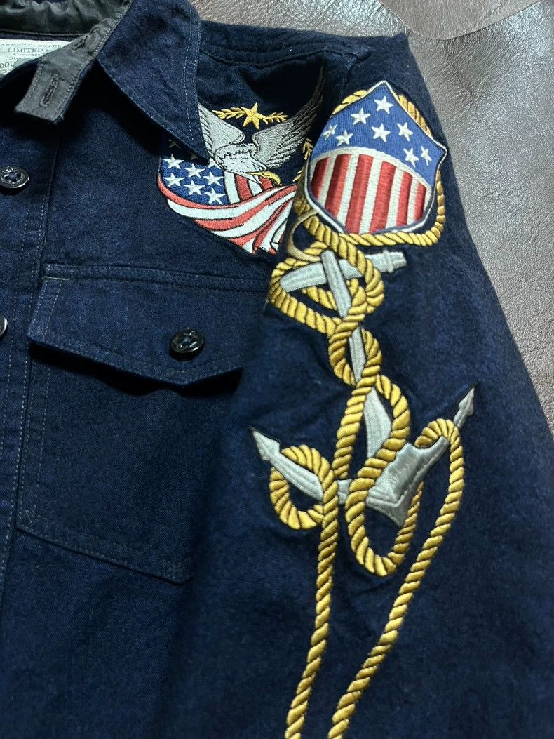 RRL Ralph Lauren RRL Ralph Lauren Navy shirt limited edition wool vest leat Size US XS / EU 42 / 0 - 3 Thumbnail