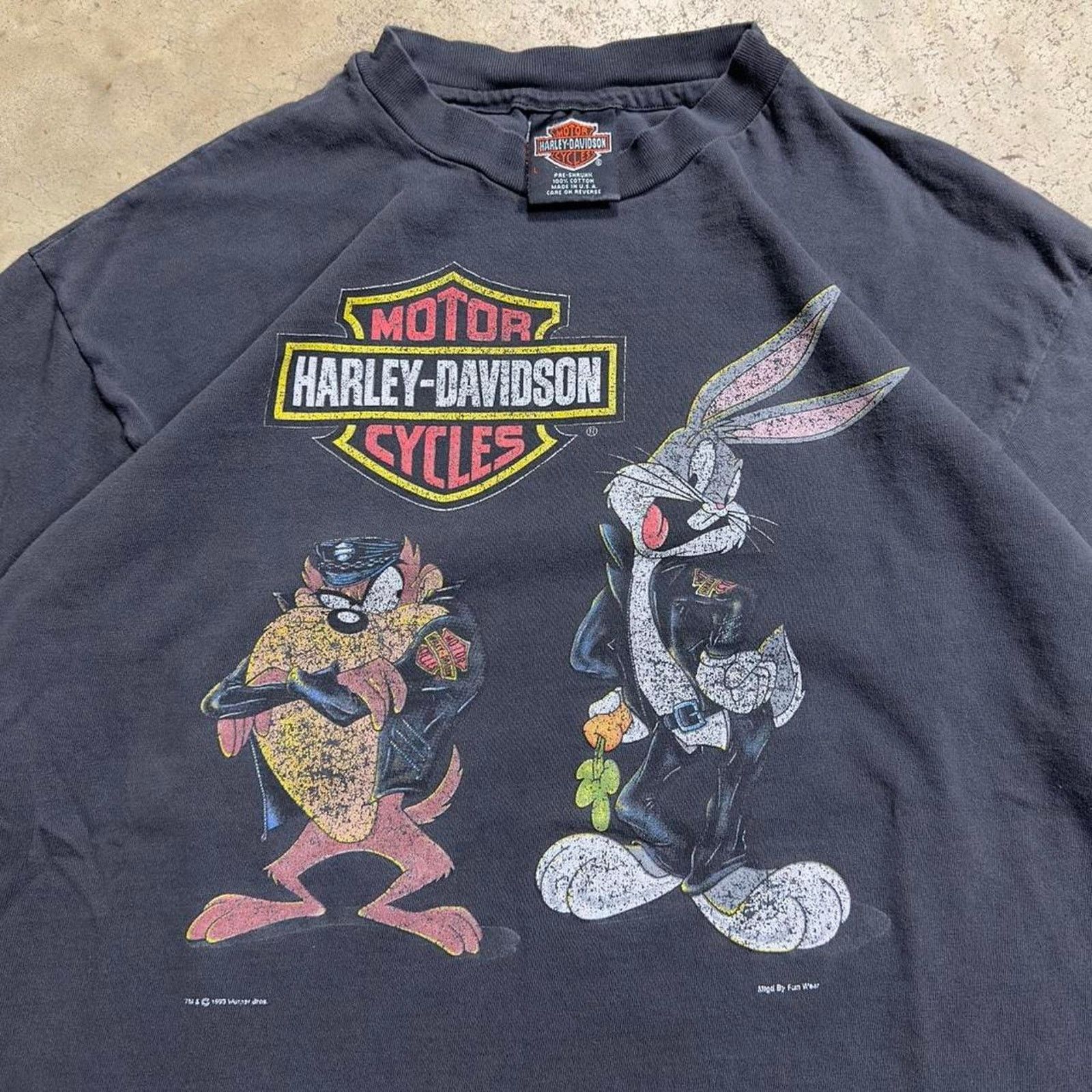 Harley Davidson × Vintage Vintage 1993 Harley Davidson Loony Tunes Graphic T-shirt Size US L / EU 52-54 / 3 - 3 Thumbnail