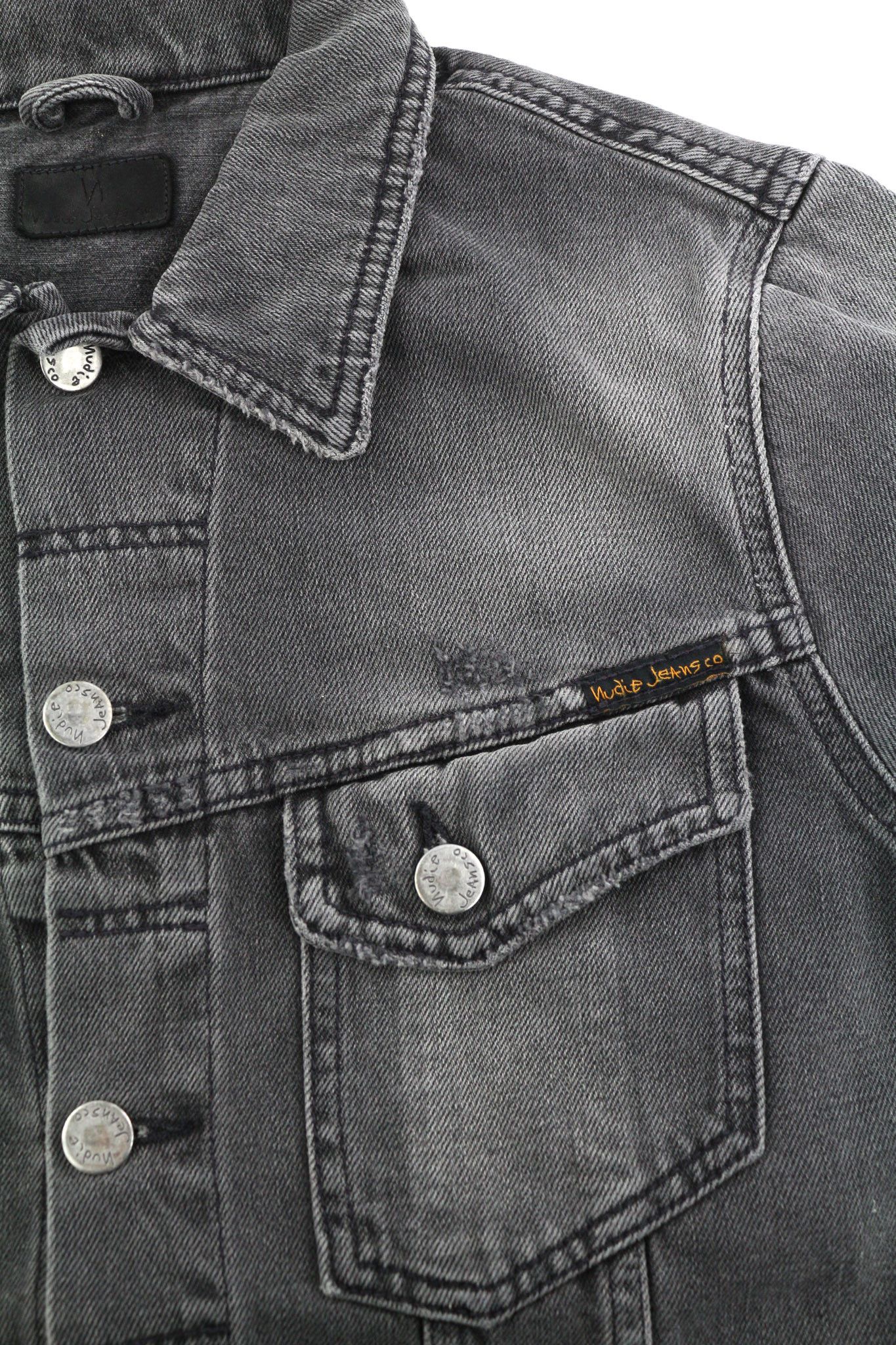 Nudie Jeans BILLY XS Shimmering Shist Denim Ripped Grey Jacket 82432 Size US XS / EU 42 / 0 - 6 Thumbnail