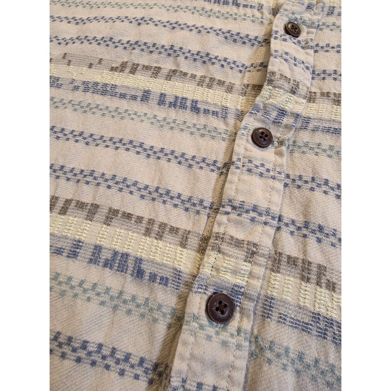 Howler Brothers Howler Brothers Shirt Mens Large Beige Cotton Mescal Jacquard Oyster Short Sleeve Button-Up Striped Collared Western Outdoor All Seasons Size US L / EU 52-54 / 3 - 5 Thumbnail
