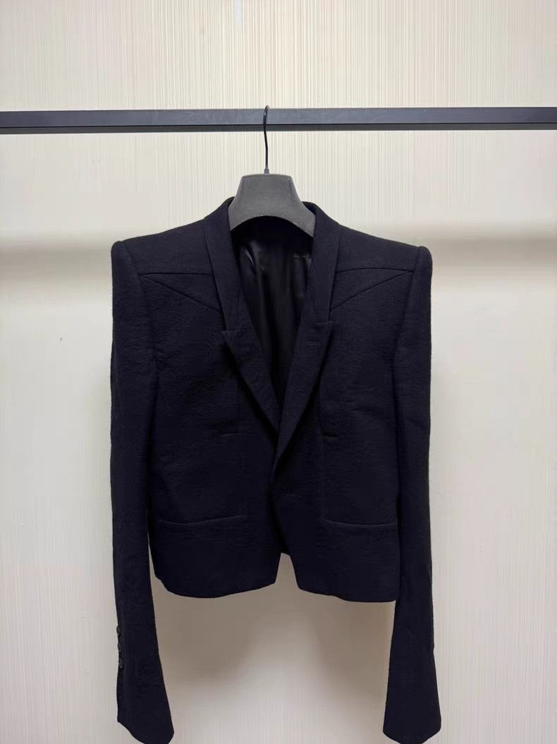 Rick Owens Black Short Fitted Blazer with Lapel Collar Size US M / EU 48-50 / 2 - 1 Thumbnail