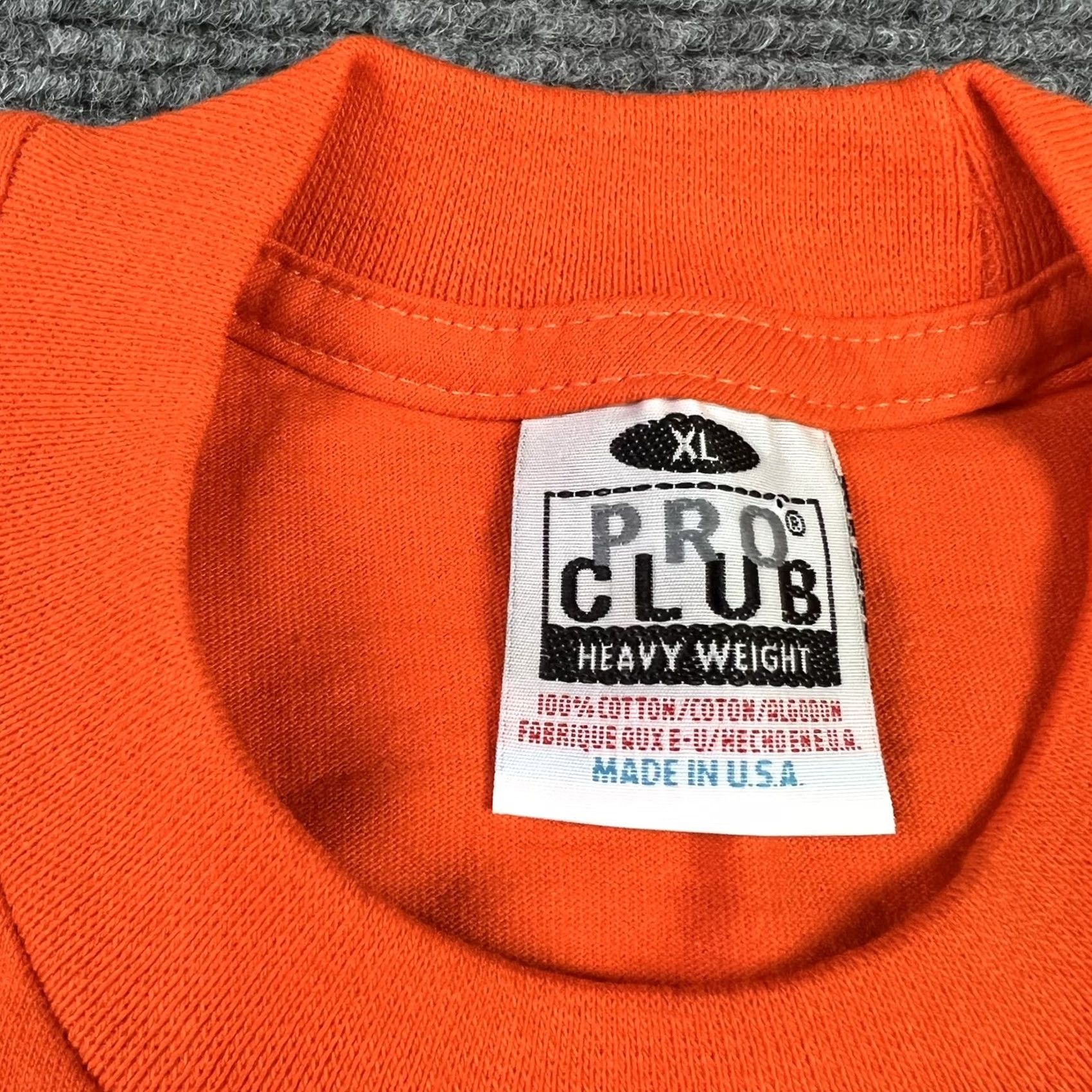 Vintage VINTAGE Pro Club T-Shirt Orange 90s Heavy Weight Cotton Adult XL Crew Neck Short Sleeve Mens Size US XL / EU 56 / 4 - 2 Thumbnail